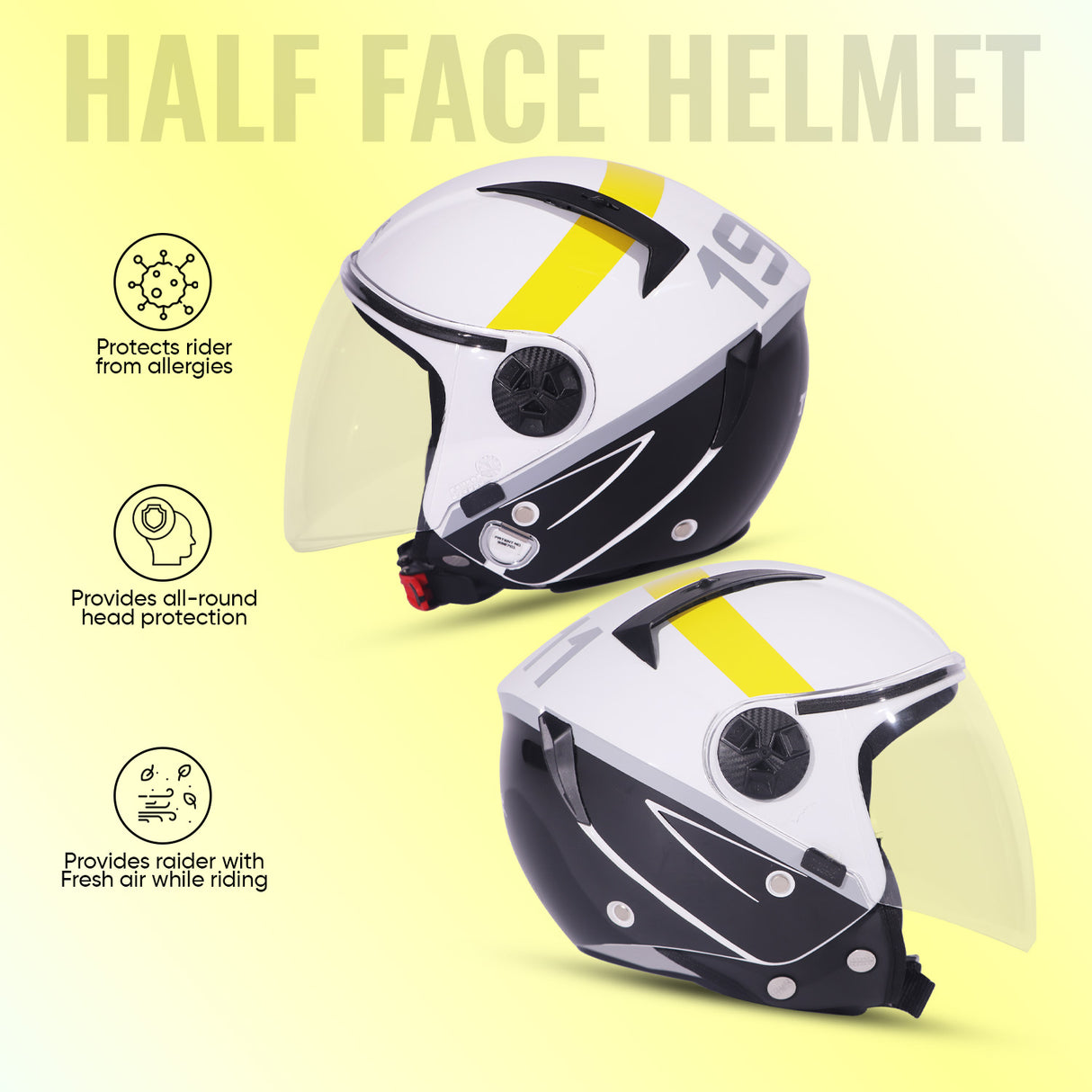 TVS Half Face Premium Helmet 1911 for Boys and Girls - ISI Certified