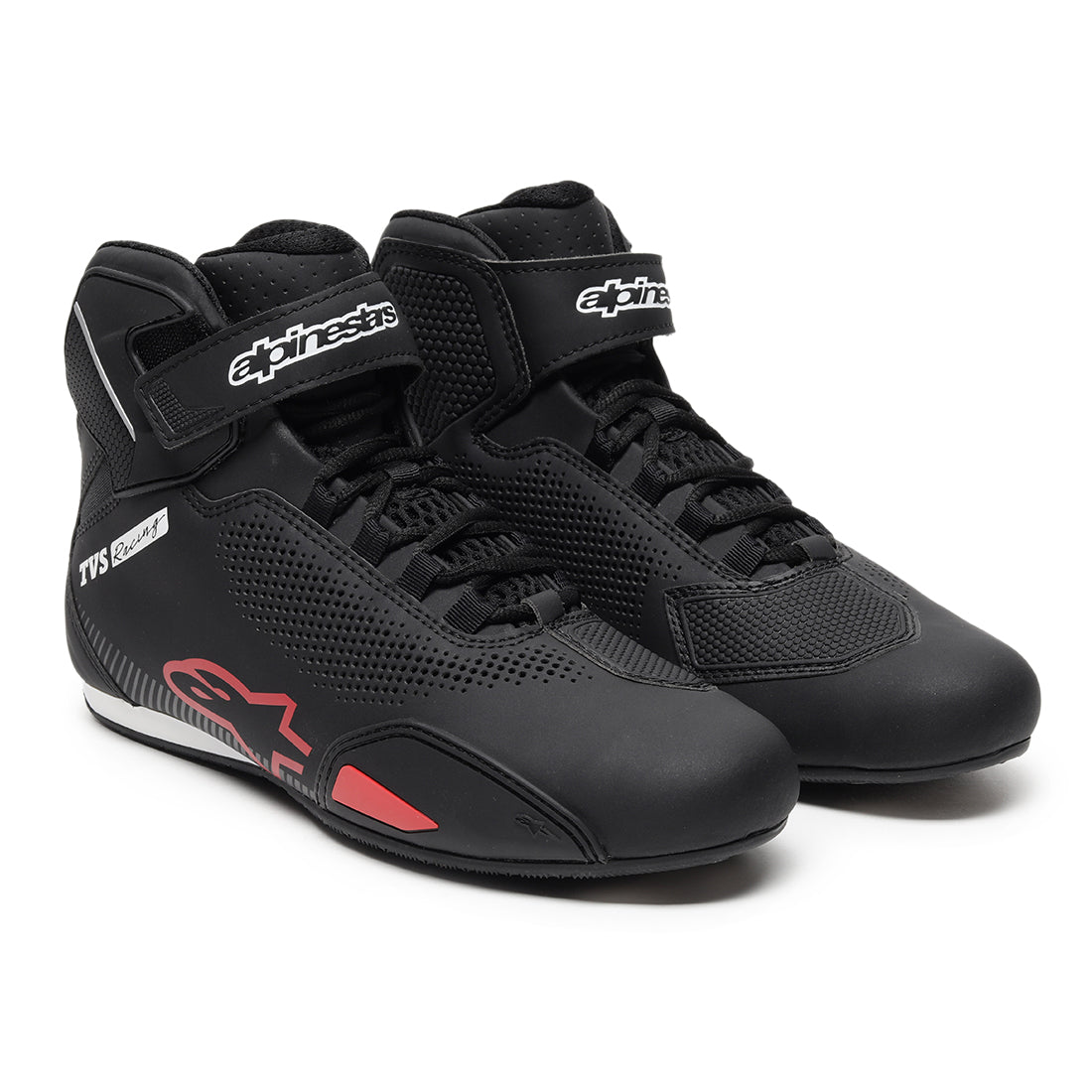 TVS Racing x Alpinestars Riding Shoes for Men, Lightweight Microfiber Upper, Speed Lace Closure, Ankle Protection, Airflow Vents and Road Riding Comfort