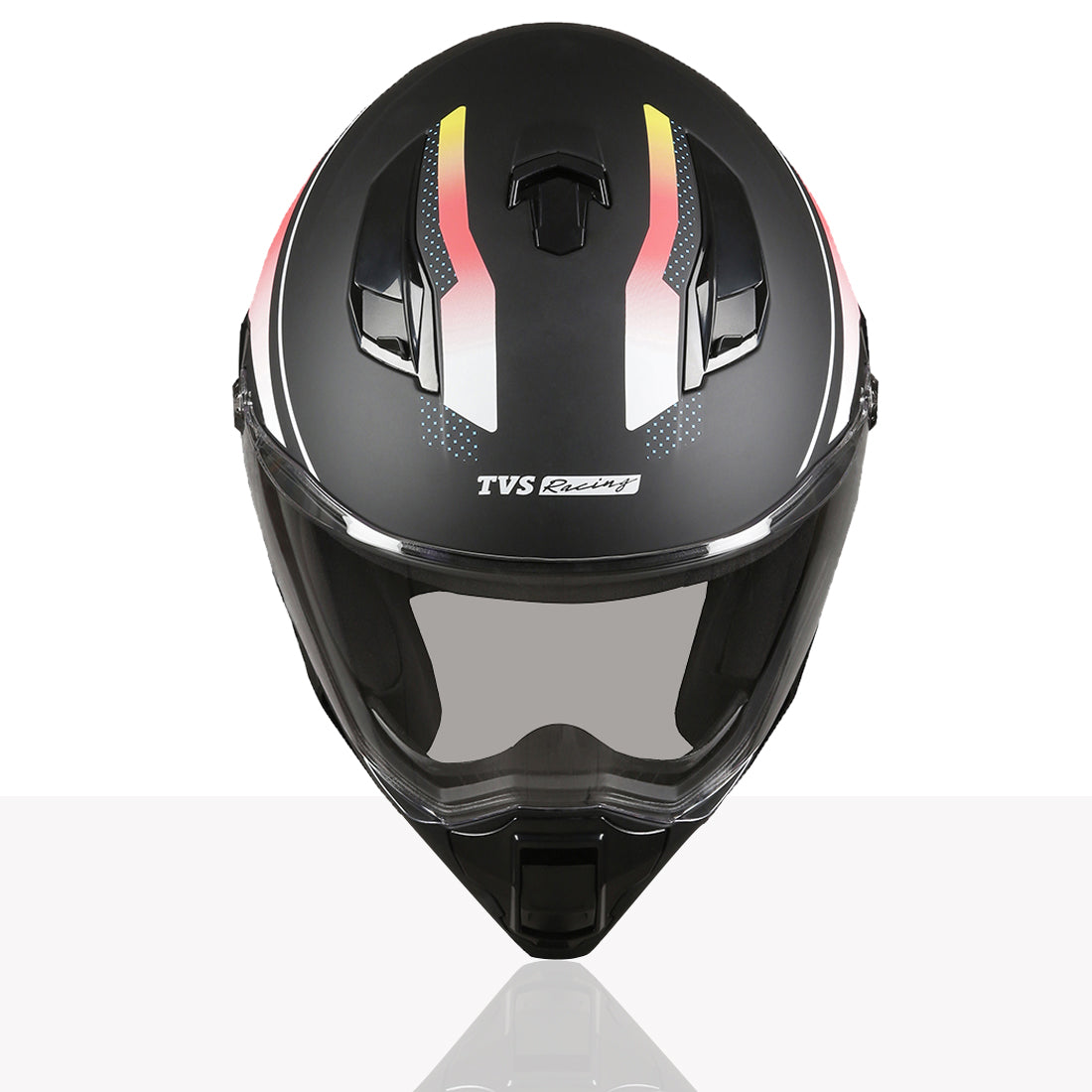 TVS Racing Anti Matter Full Face Helmet for Bike & Motorcycle Riders-DOT & ISI Certified-Lightweight ABS Shell, UV Resistant-Ventilated Comfort Liner, Quick-Release Visor & Chin Strap (Matt Black Red)