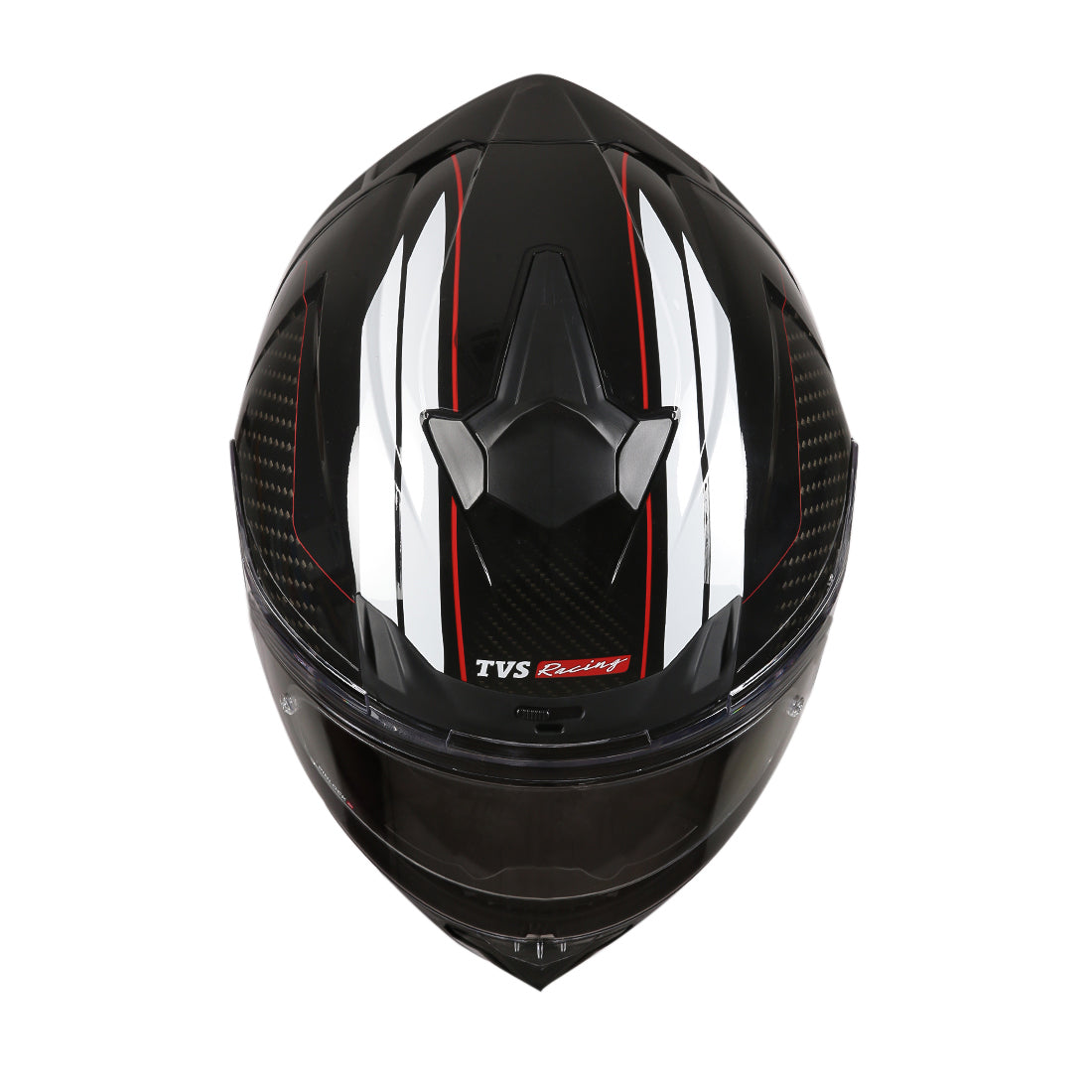 TVS Racing Hurricane Series Full Face Dual Visor Helmet for Men | Premium Bike Helmets with ABS Shell, UV Paint | Quick Release System | Aerodynamic Design | ECE, DOT & ISI Certified (White & Red)