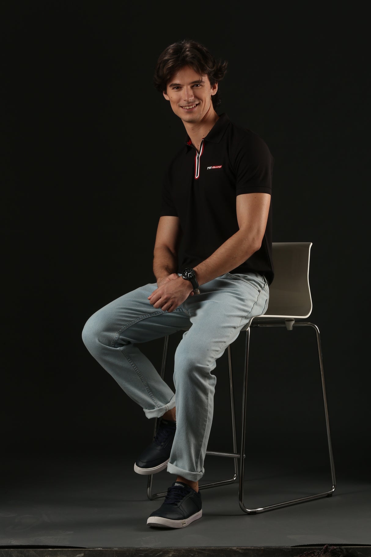 TVS Originals Racing Men’s Polo T-Shirt | 100% Polyester | Quick-Dry | Antimicrobial Finish | Zipper Placket | Reflective Branding | Lightweight Activewear | 200 GSM | Regular Fit
