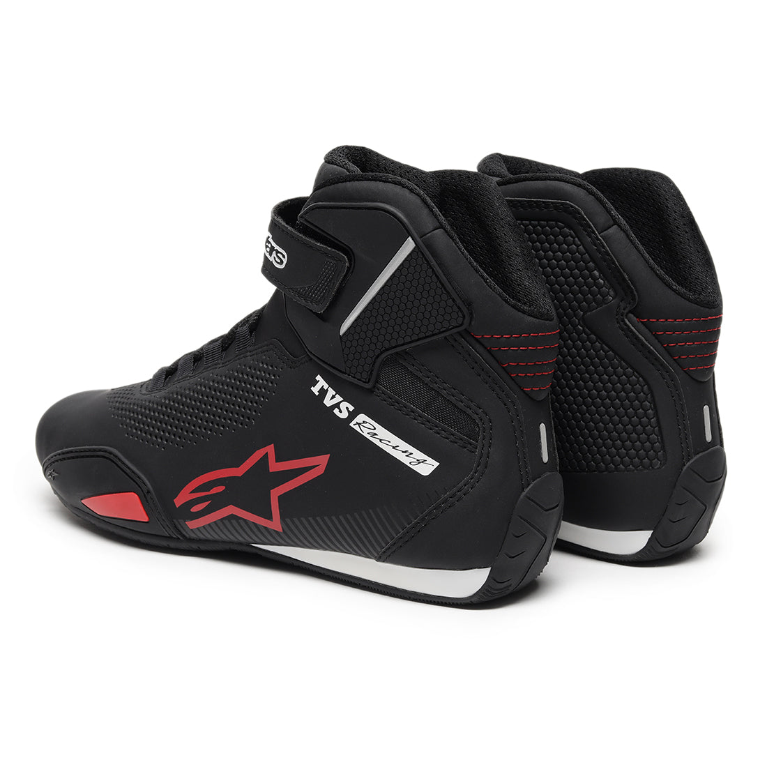 TVS Racing x Alpinestars Riding Shoes for Men, Lightweight Microfiber Upper, Speed Lace Closure, Ankle Protection, Airflow Vents and Road Riding Comfort