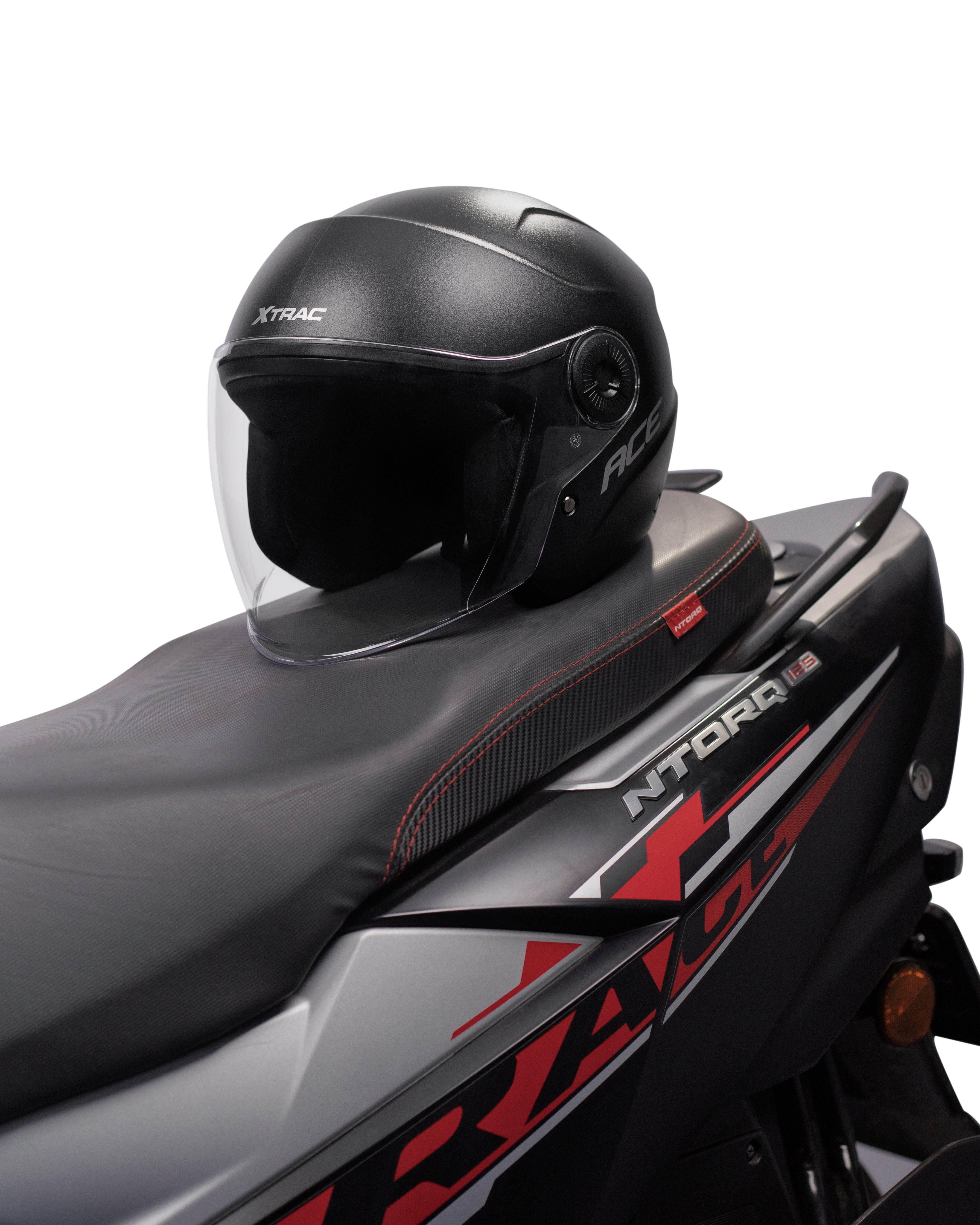 Xtrac Ace Open Face Helmet – ISI Certified Half Face Bike Helmet with ABS Shell, Clear Visor & Comfortable Padding