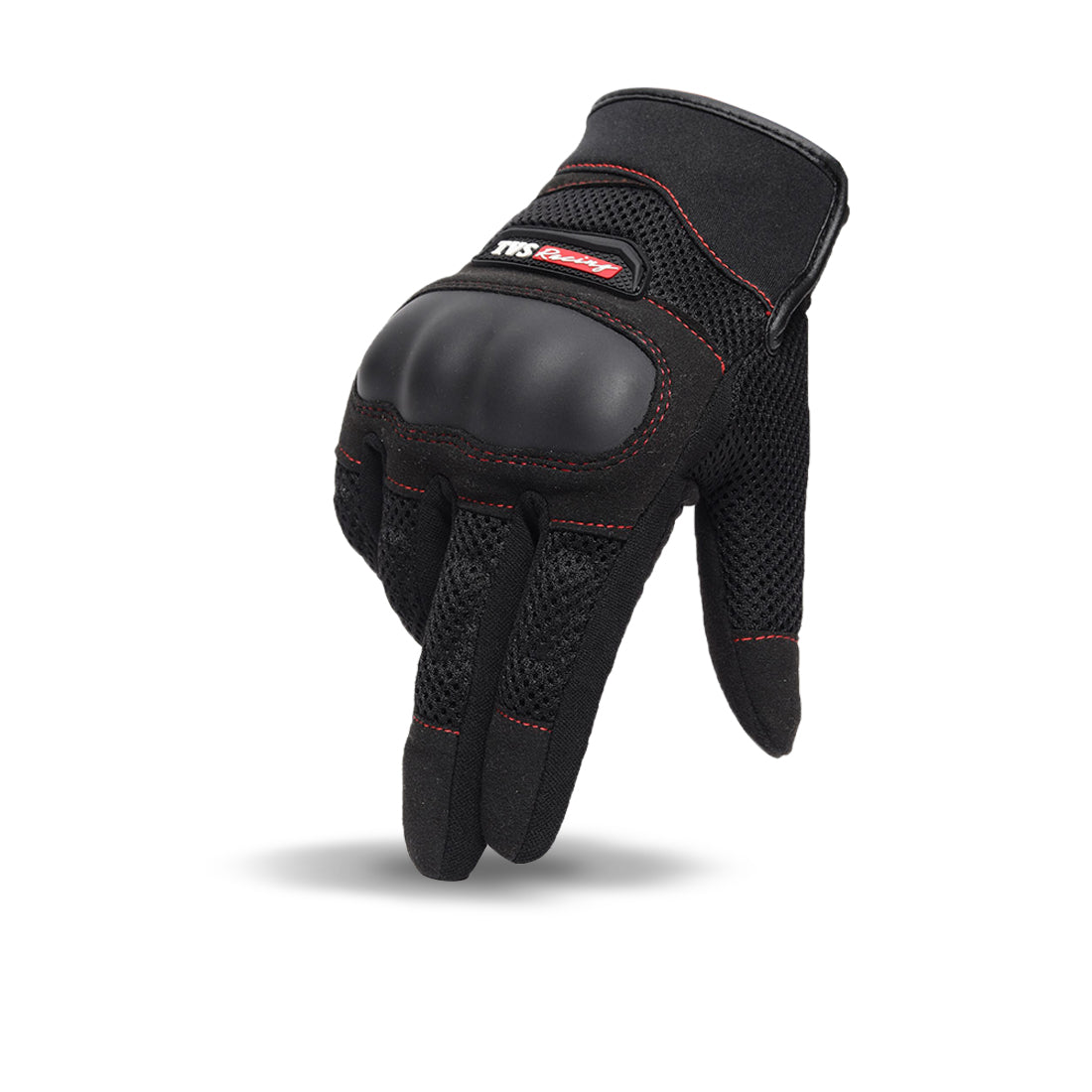 TVS Racing Rogue Riding Gloves | TPR Knuckle Guard | Touchscreen Fingertip | Airmesh Panels | Micro Suede Grip | 3mm Palm Padding | Velcro Strap | Motorcycle & Bike Riding Gloves