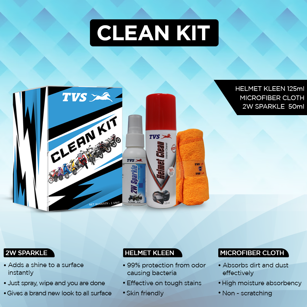 TVS Clean Kit - The Care Package for Two Wheelers