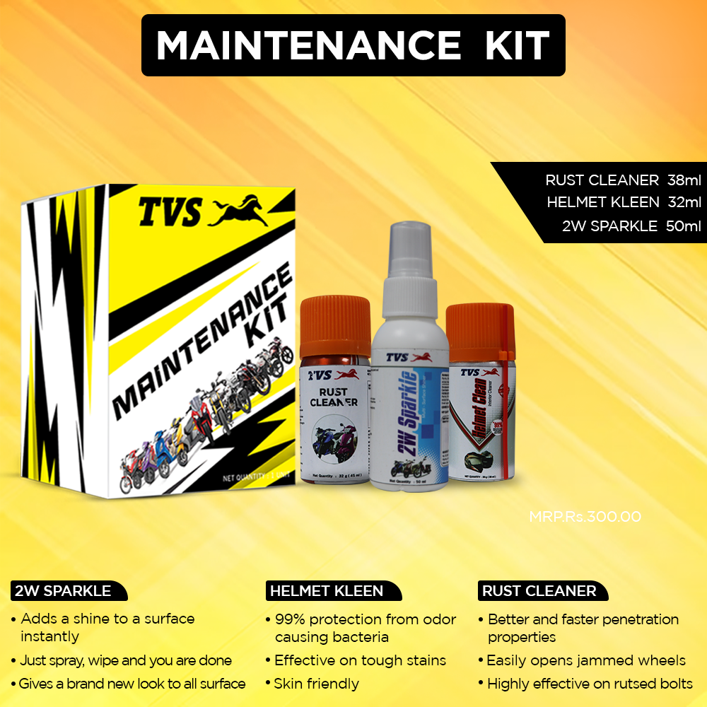 TVS Maintenance Kit - Rust Cleaner, Helmet Clean, 2W Sparkle