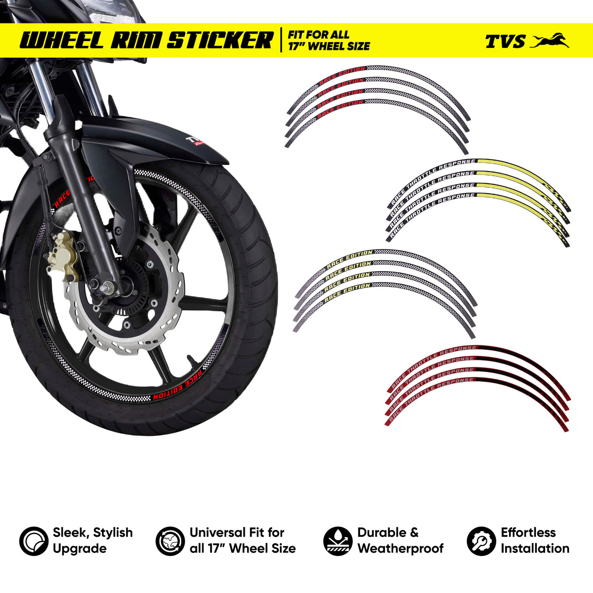TVS 17inch Wheel Rim sticker - Upgrade Your Bike’s Style Instantly