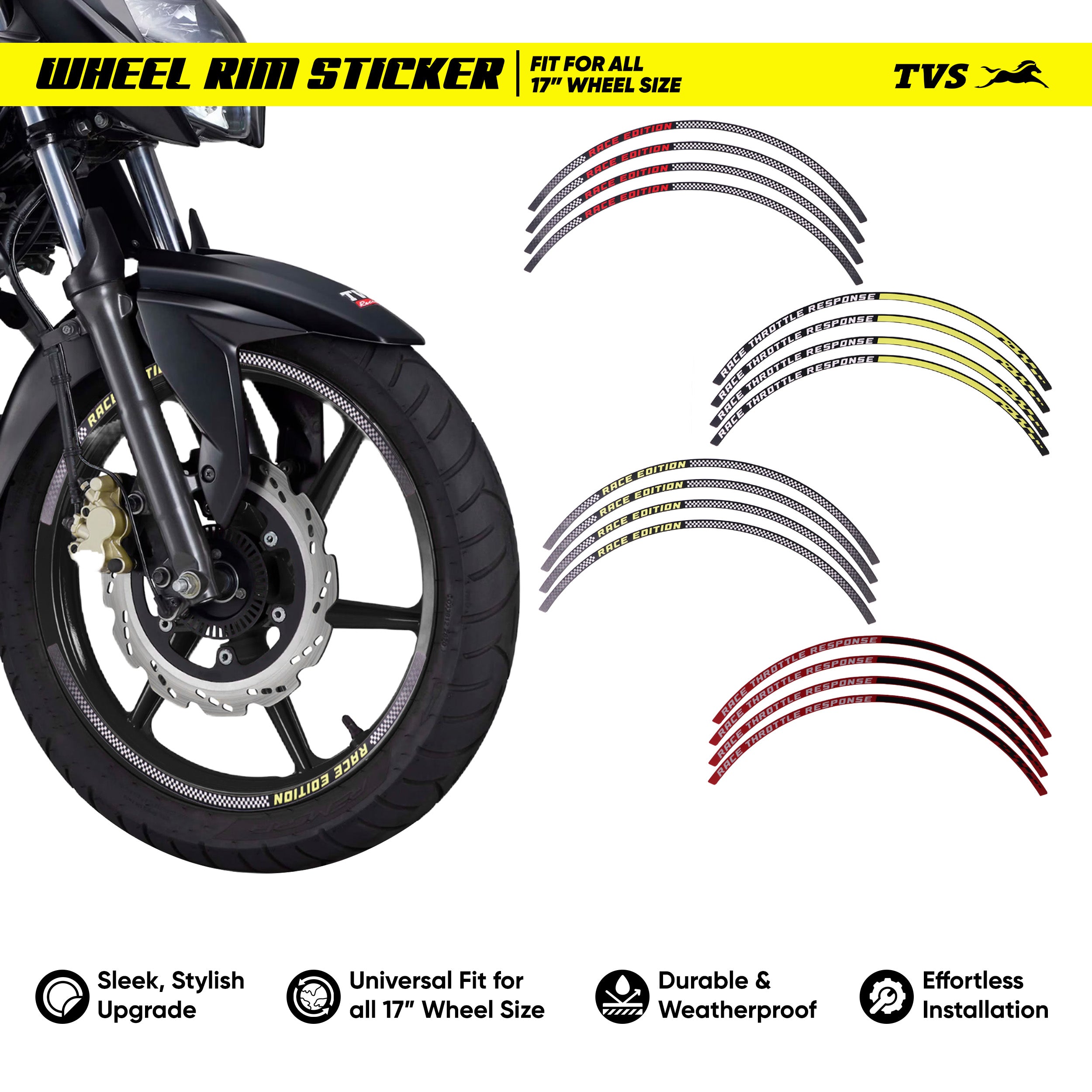 TVS 17inch Wheel Rim sticker - Upgrade Your Bike’s Style Instantly