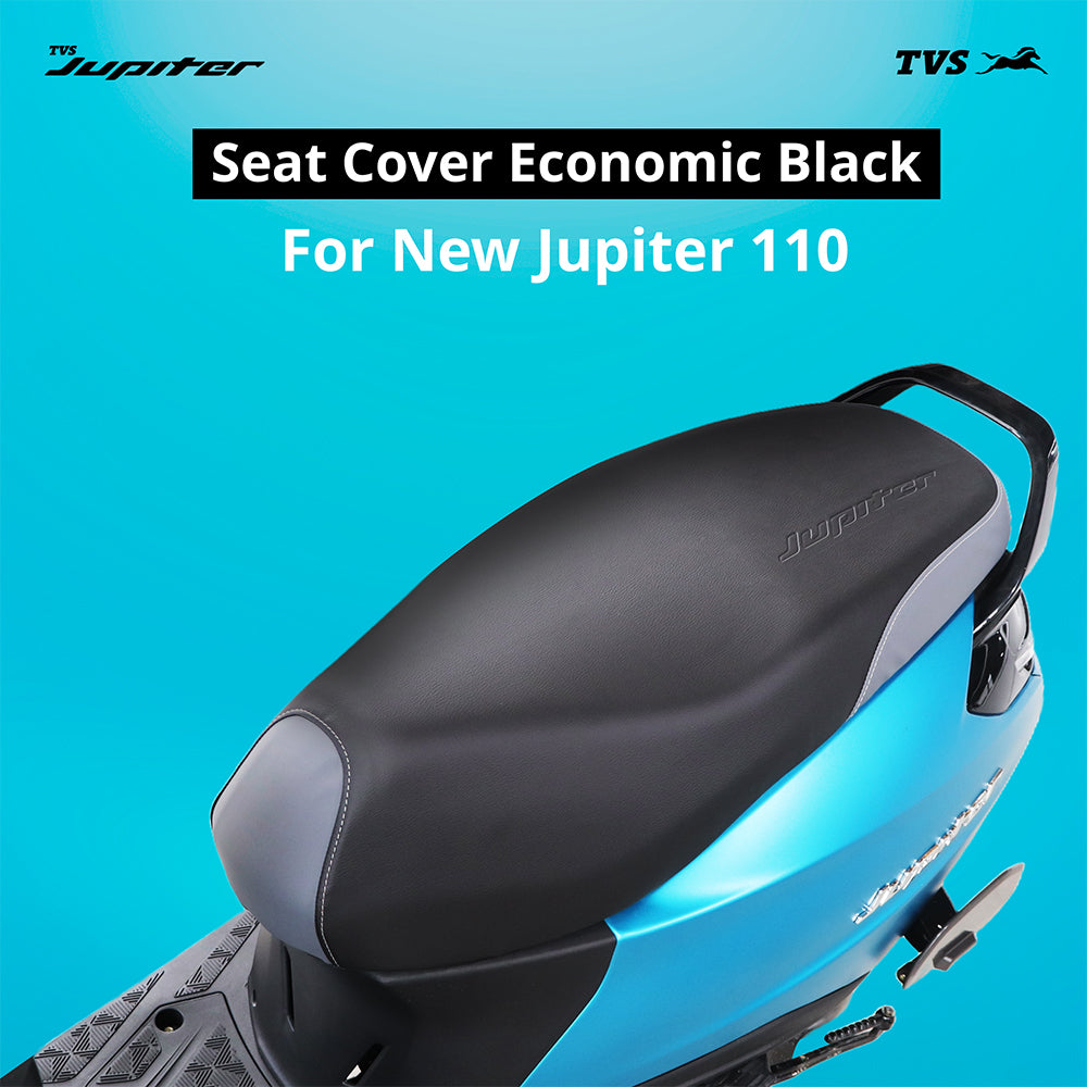 TVS Seat Cover Black Grey Eco for New Jupiter 110 and TVS Floor Mat for New Jupiter 110, Black and Blue