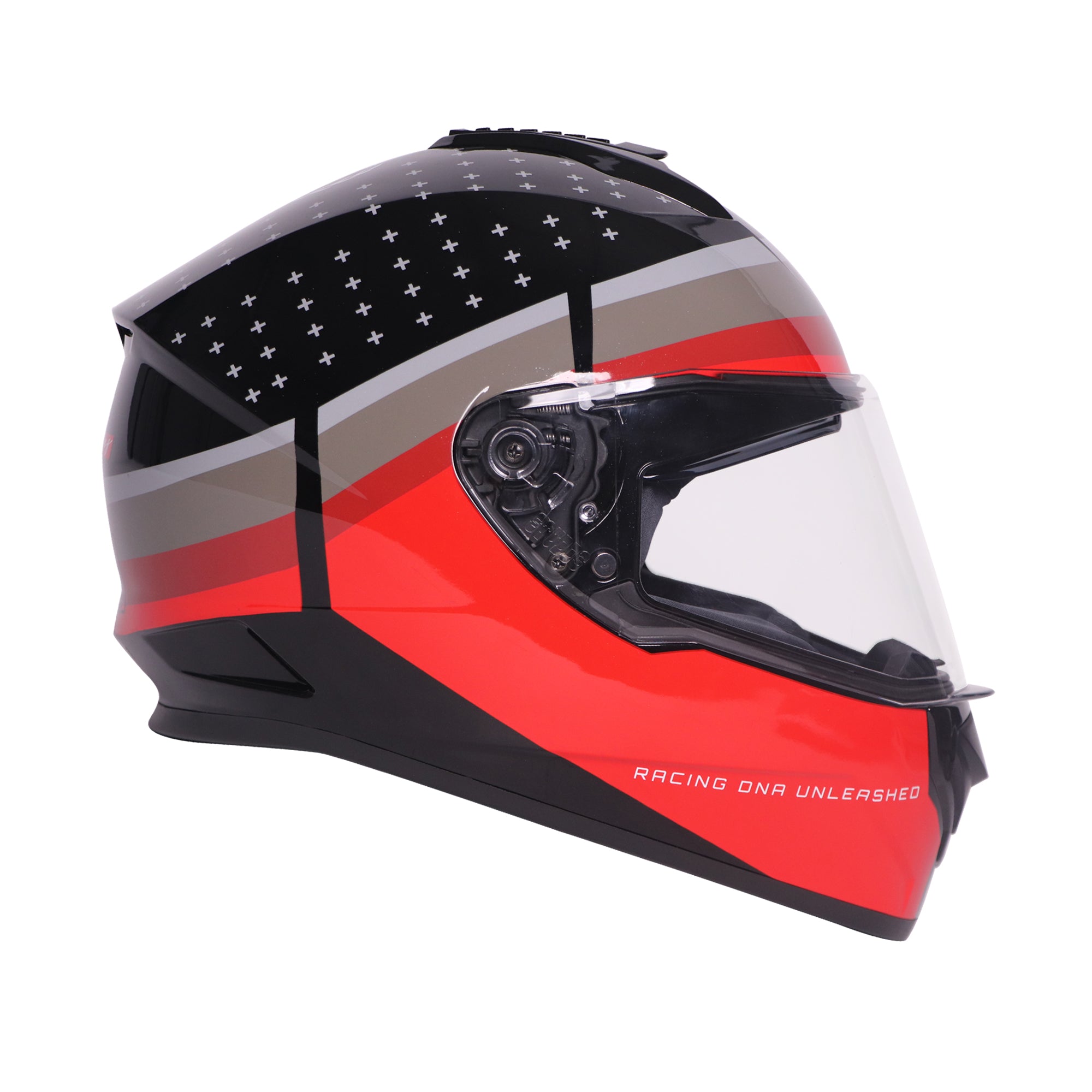 TVS Racing Phantom Series Full Face Dual Visor Helmet for Men | Premium Bike Helmets with ABS Shell, UV Paint | Quick Release System | Aerodynamic Design | DOT & ISI Certified (Black V2)