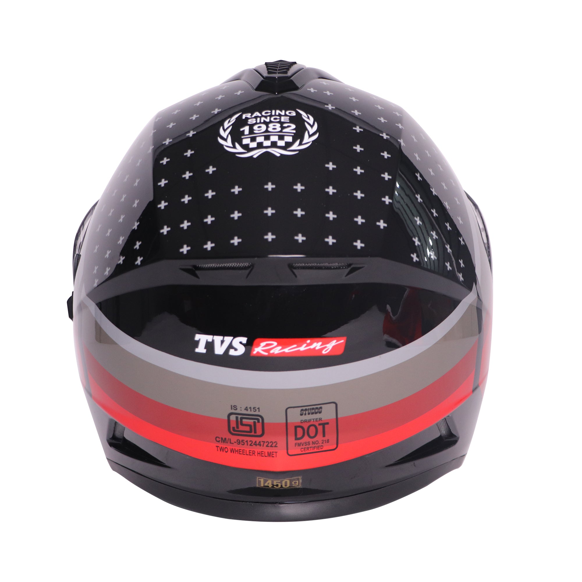 TVS Racing Phantom Series Full Face Dual Visor Helmet for Men | Premium Bike Helmets with ABS Shell, UV Paint | Quick Release System | Aerodynamic Design | DOT & ISI Certified (Black V2)