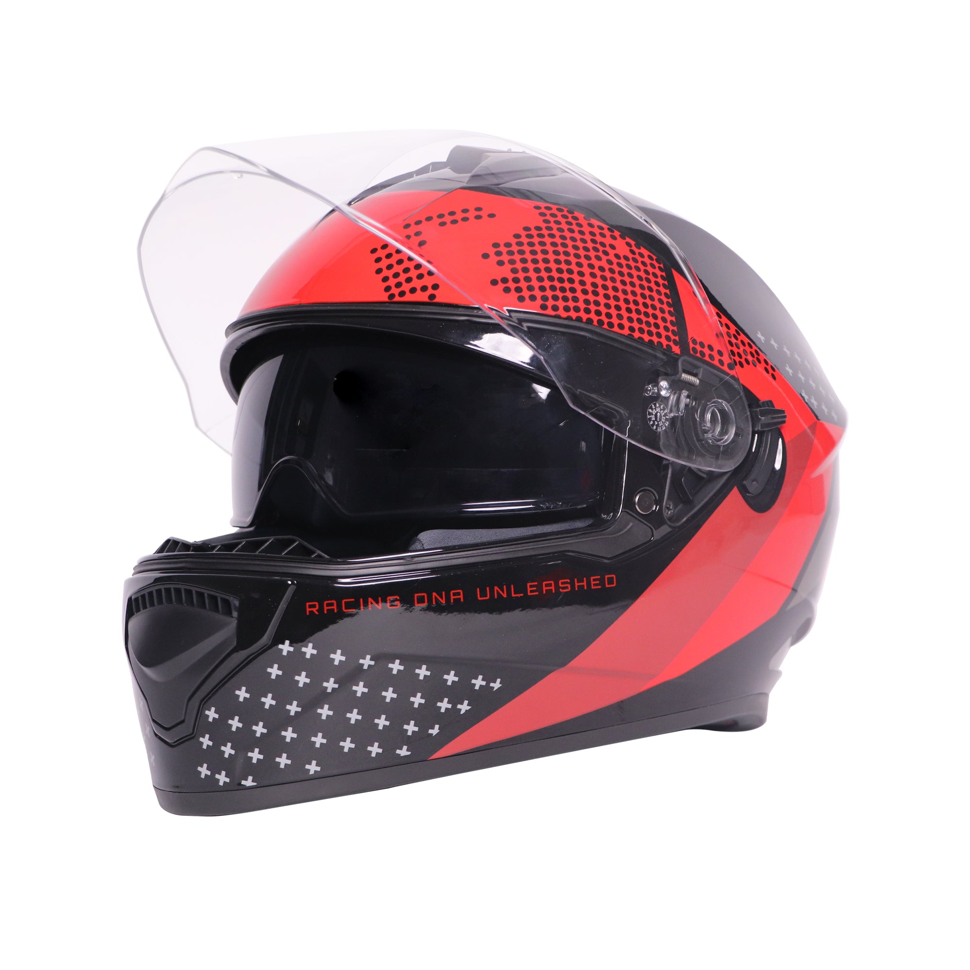 TVS Racing Phantom Series Full Face Dual Visor Helmet for Men | Premium Bike Helmets with ABS Shell, UV Paint | Quick Release System | Aerodynamic Design | DOT & ISI Certified (Black V1)