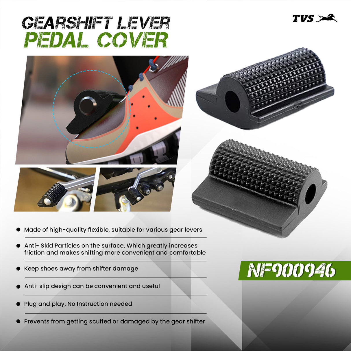 TVS Gear Shift Lever Pedal Rubber Cover for Enhanced Grip and Durability