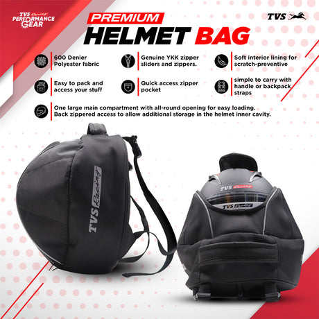 TVS Racing Premium Helmet Bag - Secure and Stylish Protection for Your Helmet