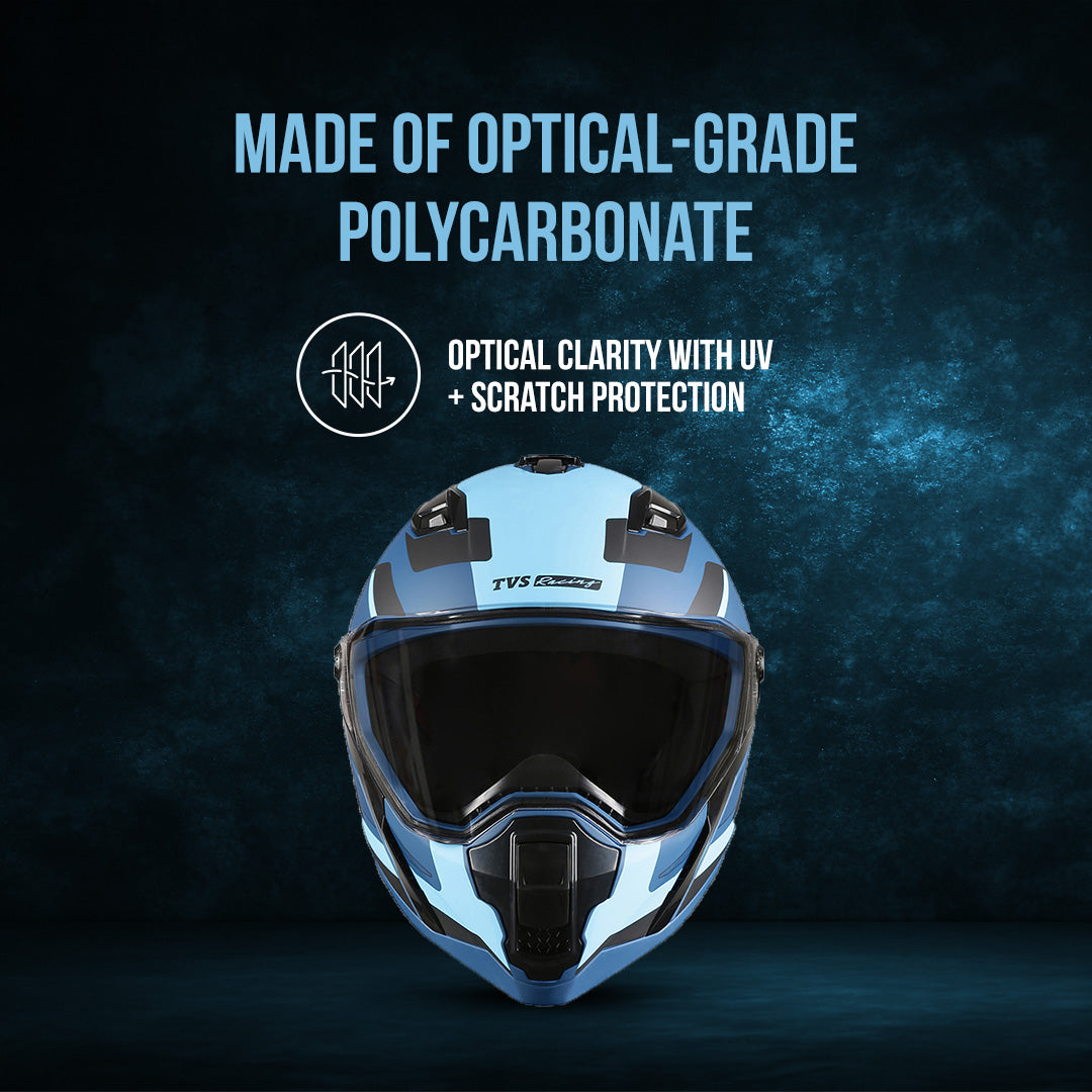 TVS Racing Anti Matter Full Face Helmet for Bike & Motorcycle Riders-DOT & ISI Certified-Lightweight ABS Shell, UV Resistant-Ventilated Comfort Liner, Quick-Release Visor & Chin Strap