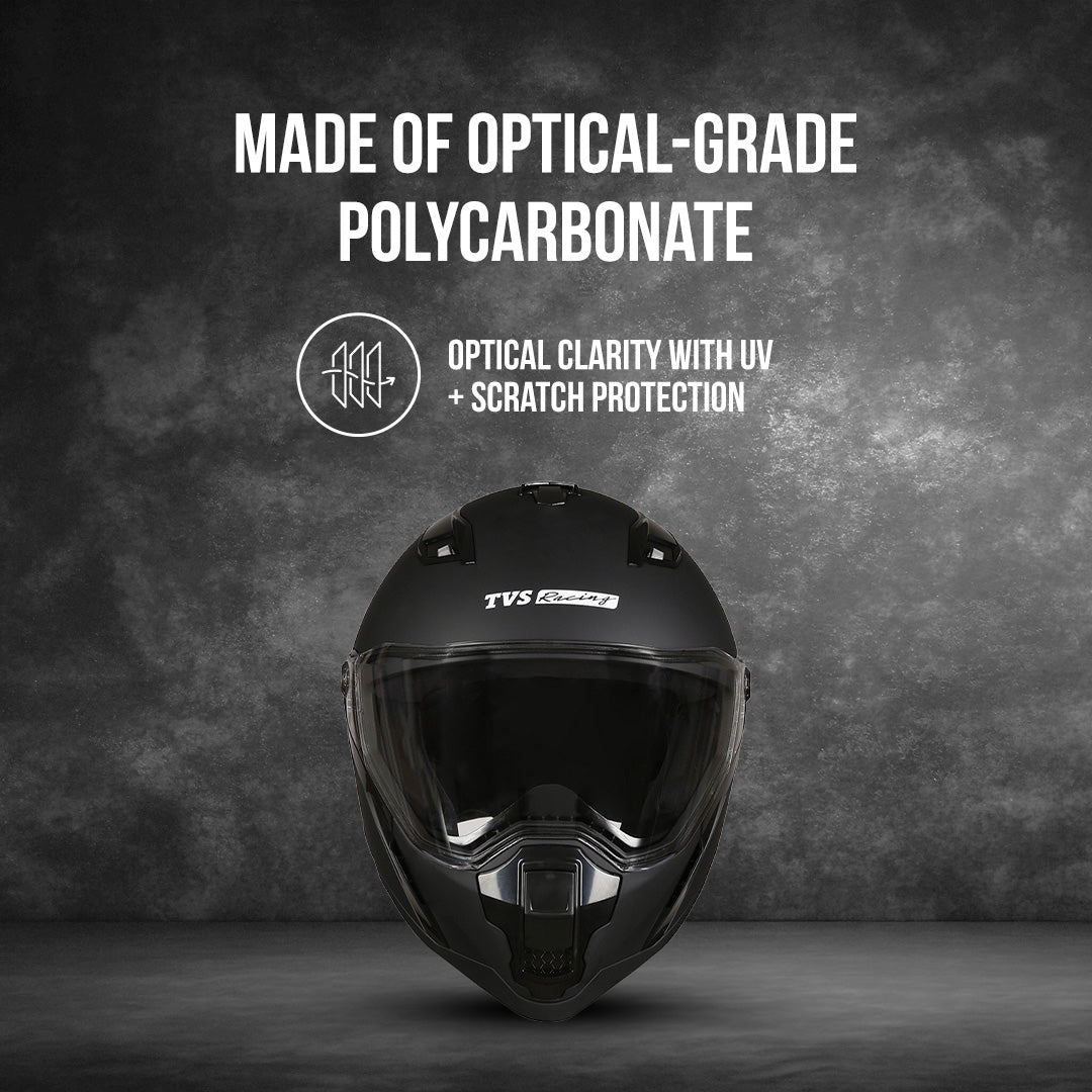 TVS Racing Anti Matter Full Face Helmet for Bike & Motorcycle Riders-DOT & ISI Certified-Lightweight ABS Shell, UV Resistant-Ventilated Comfort Liner, Quick-Release Visor & Chin Strap