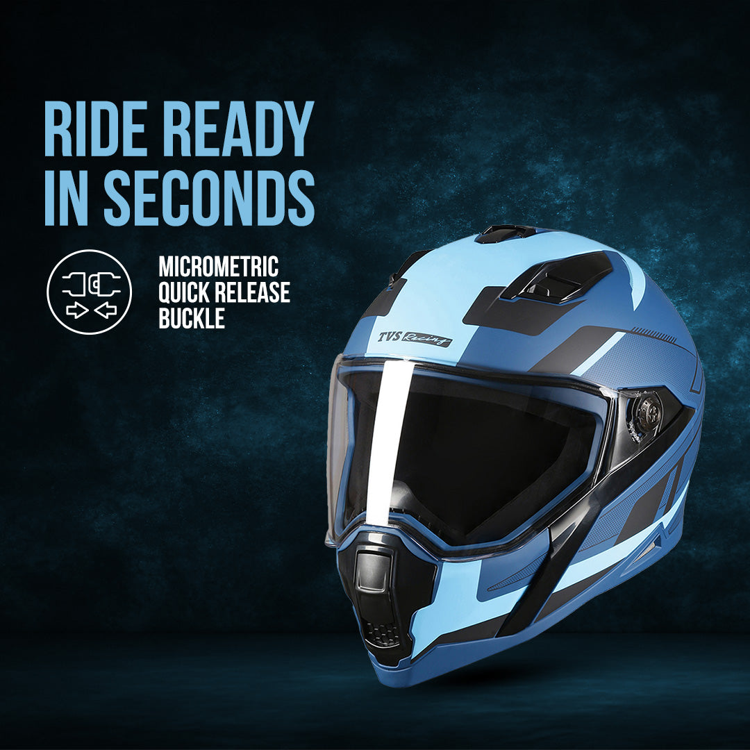 TVS Racing Anti Matter Full Face Helmet for Bike & Motorcycle Riders-DOT & ISI Certified-Lightweight ABS Shell, UV Resistant-Ventilated Comfort Liner, Quick-Release Visor & Chin Strap
