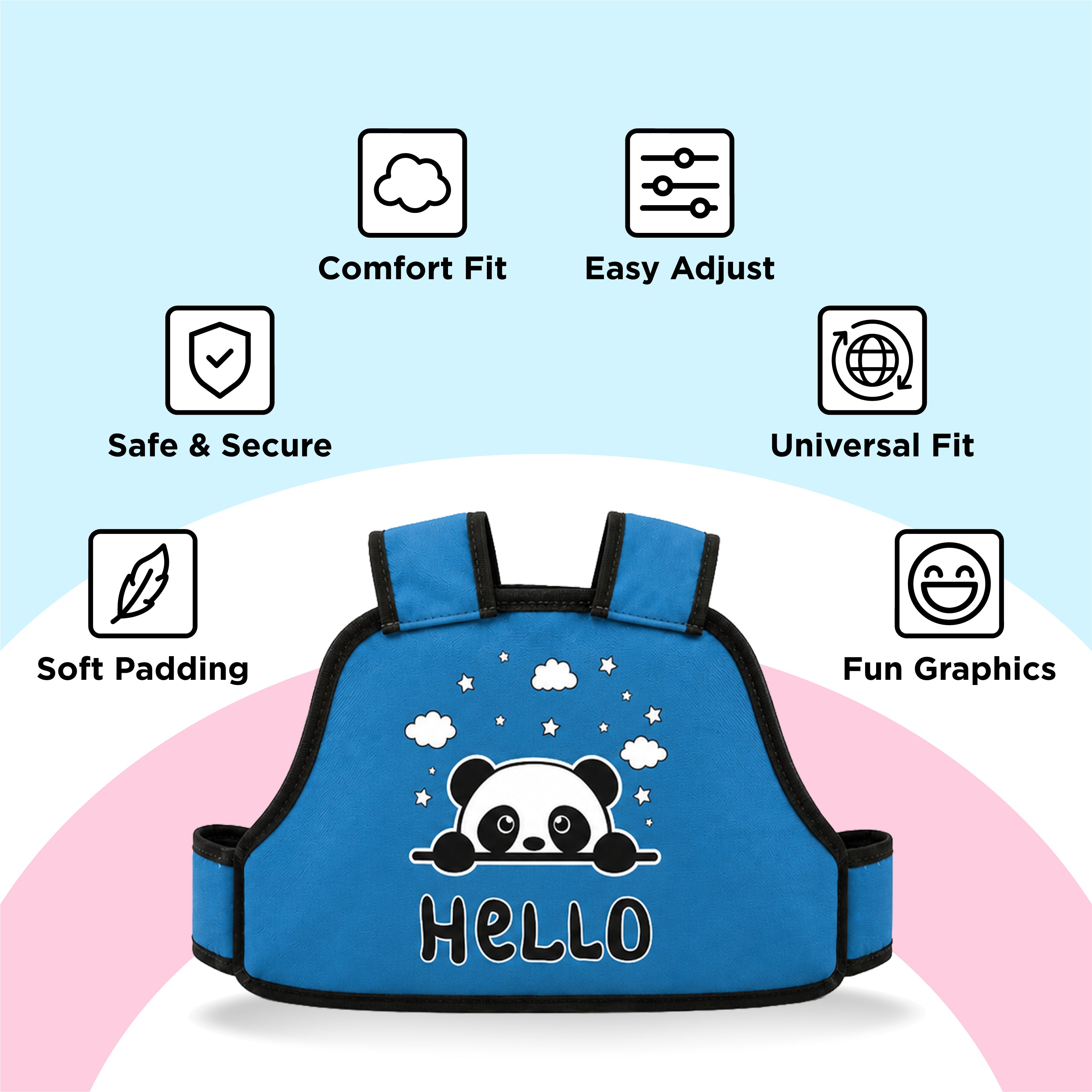 TVS Kids Safety Belt for Bike and Scooter, Child Safety Harness with Adjustable Soft Padded Strap, Heavy-Duty Buckle, 24 kg Capacity