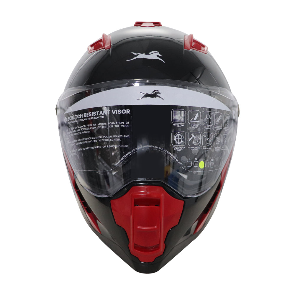 TVS Raider Edition Full Face Helmet (Red Black) | ISI Certified, High Impact ABS Shell