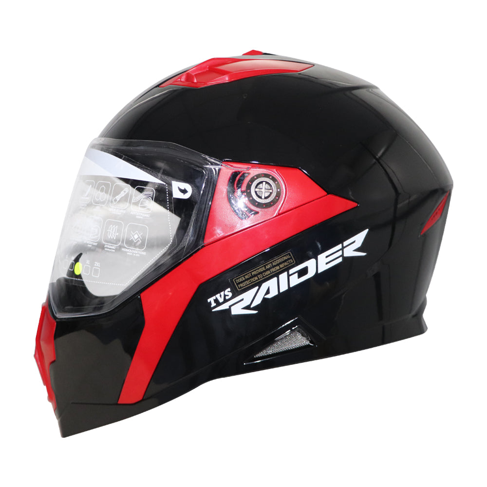 TVS Raider Edition Full Face Helmet (Red Black) | ISI Certified, High Impact ABS Shell