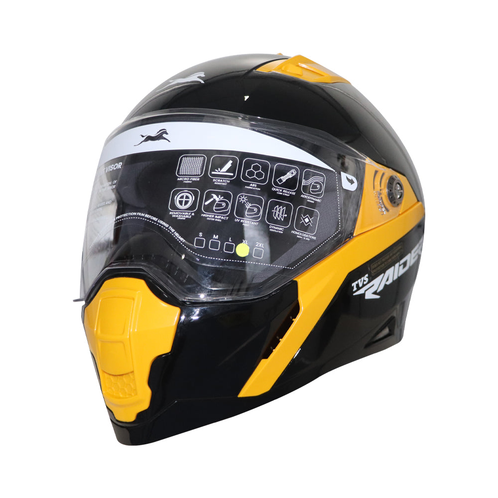 TVS Raider Edition Full Face Helmet (Yellow Black)