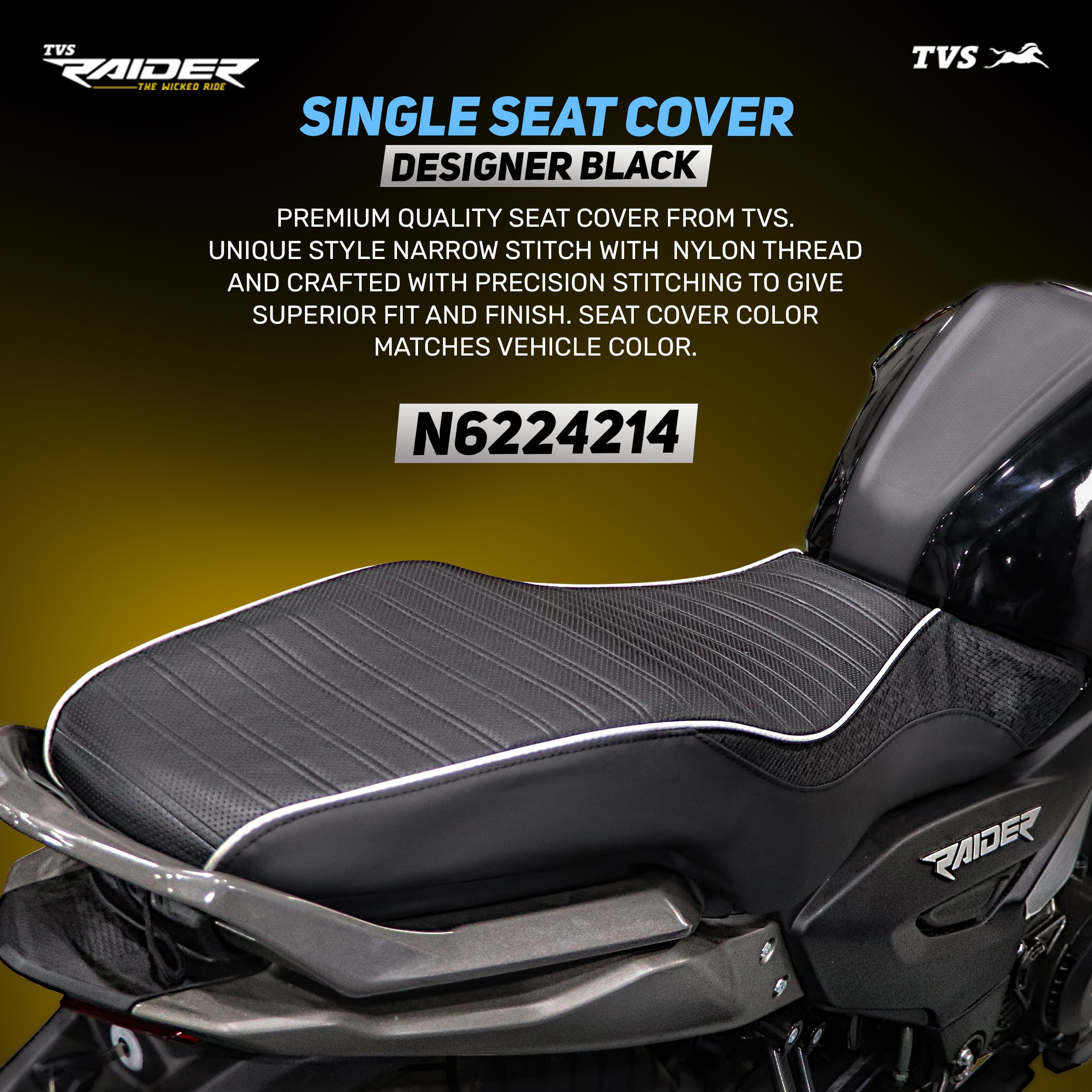 Single Seat Cover Raider Designer Black  Bold & Durable Design