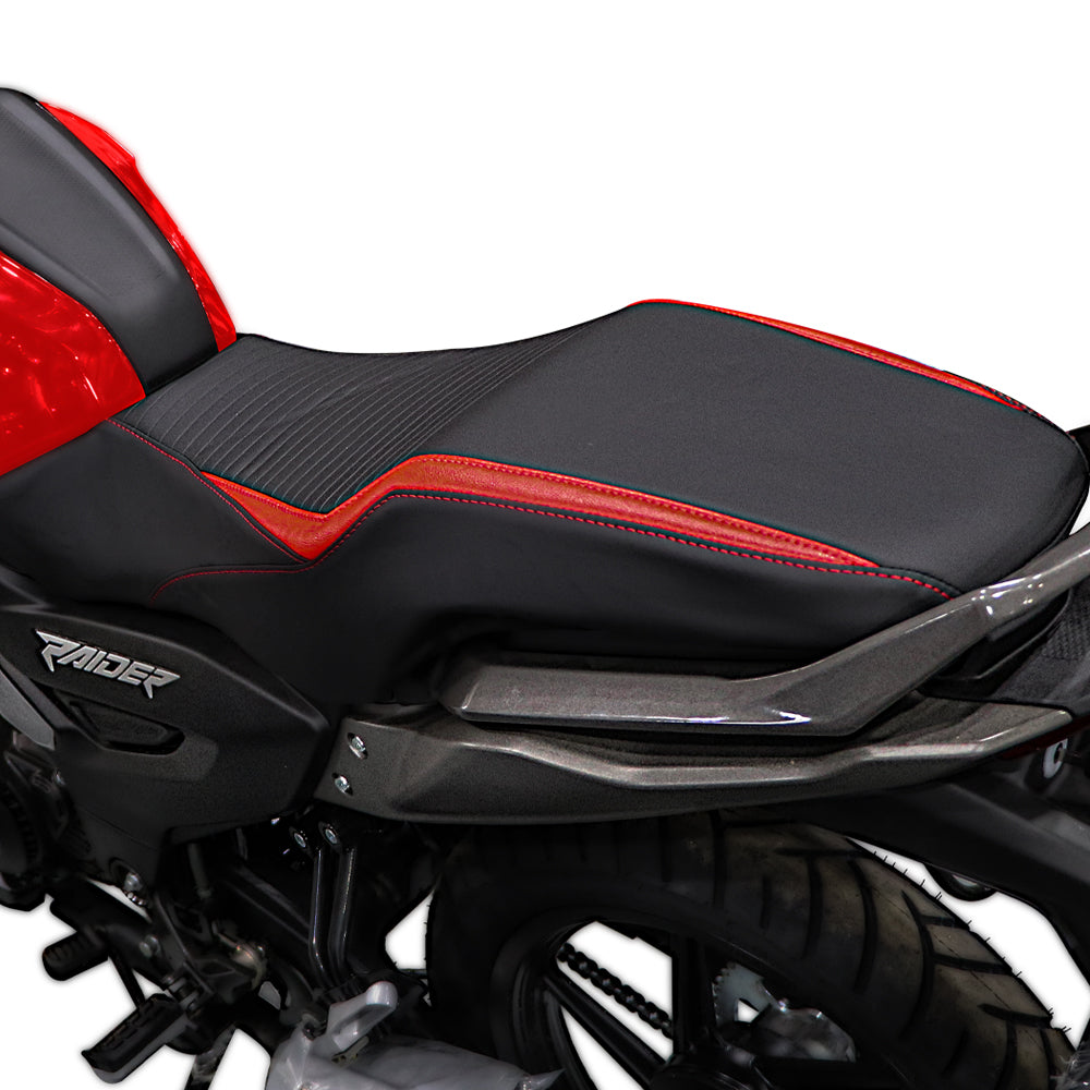 TVS Single Seat Cover for Raider Color-Black with Red | Ultimate Protection and Comfort for Your Ride