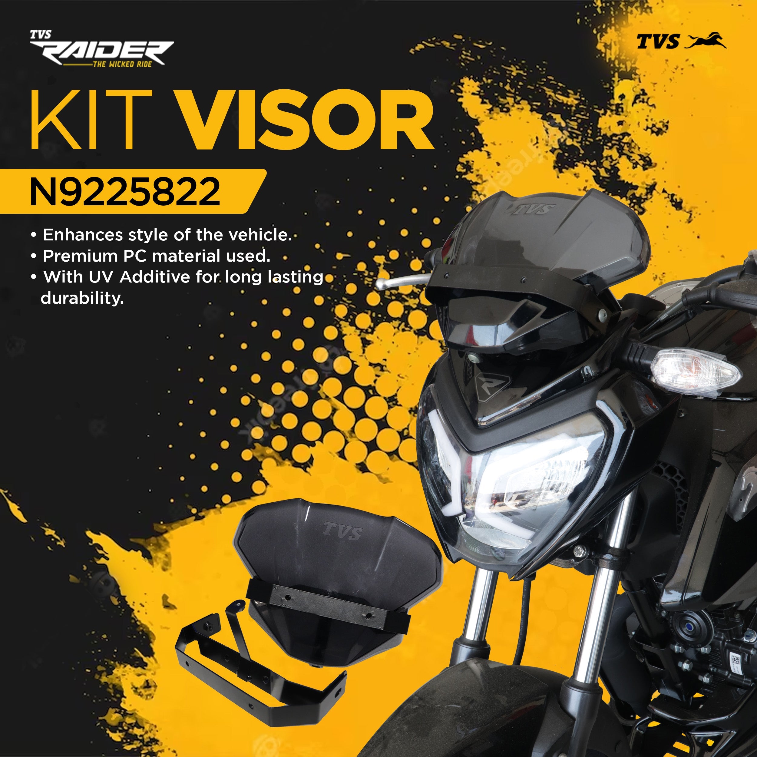 TVS Pro Shield for Raider and Kit Visor for TVS Raider  Clear and Stylish Visibility