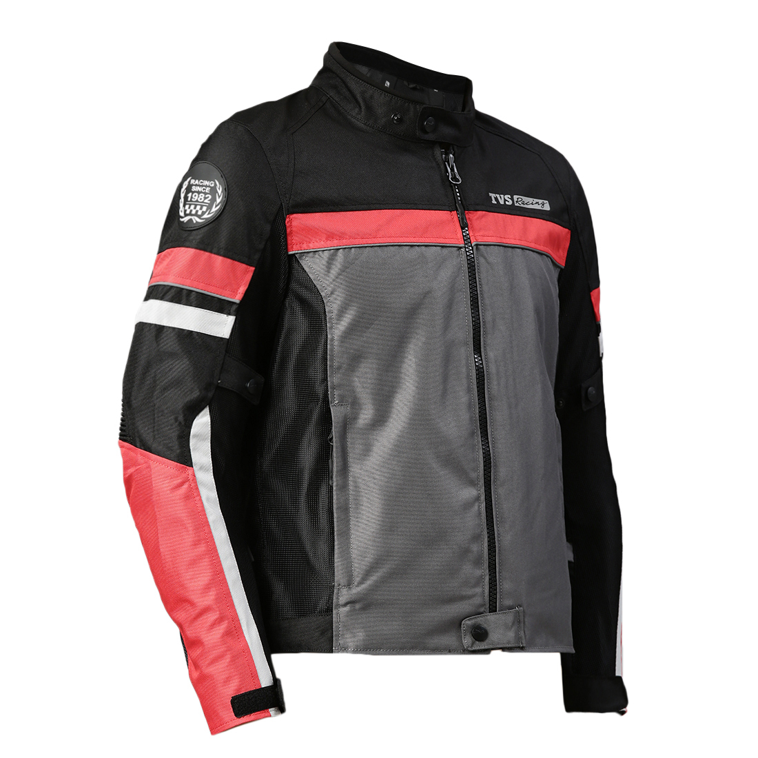  TVS Racing Asphalt Riding Jacket for Men- High Abrasion 600D Polyester, CE Level 2 Armour Protection – Essential Bike Jacket for Bikers (Grey)
