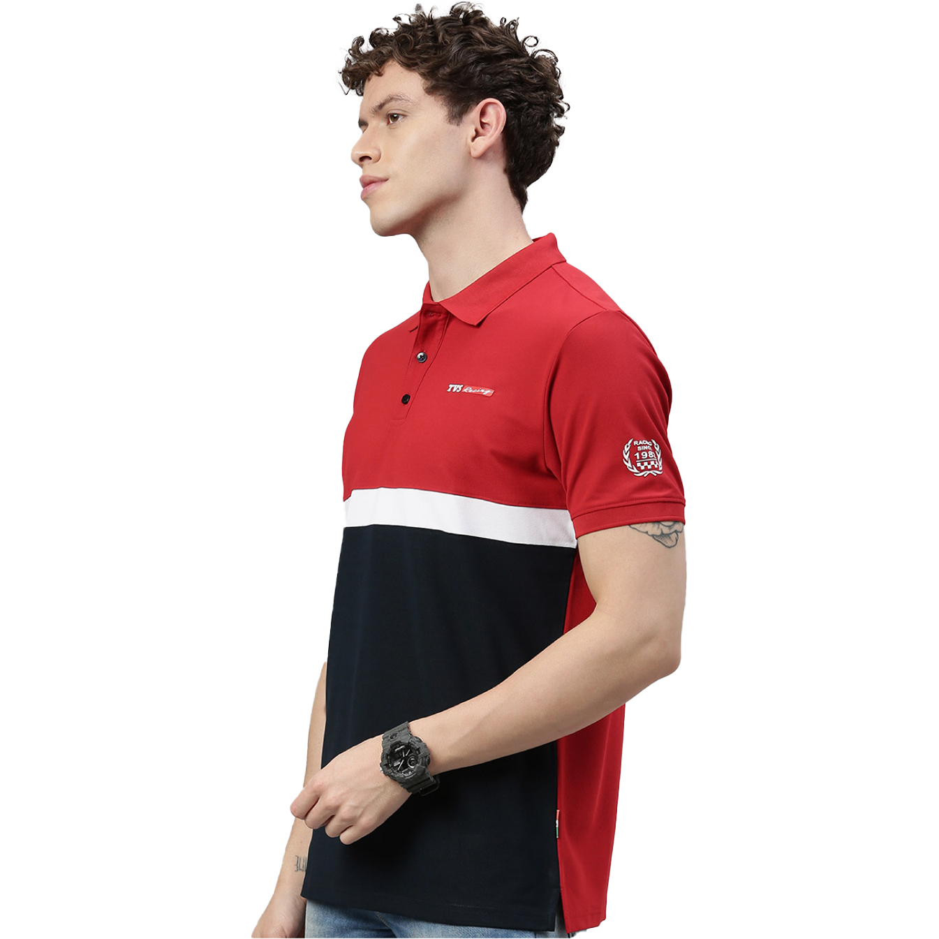  TVS Racing Polo T Shirt Polyester (Solid Red)