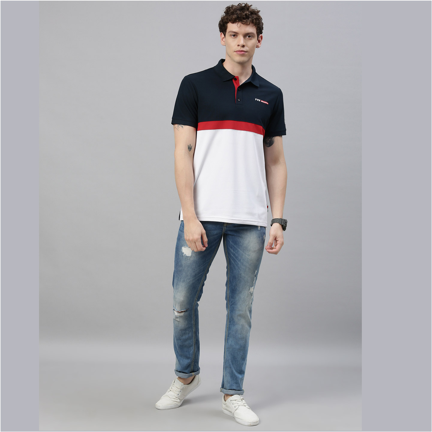  TVS Racing Polo T Shirt Polyester (Solid Red)