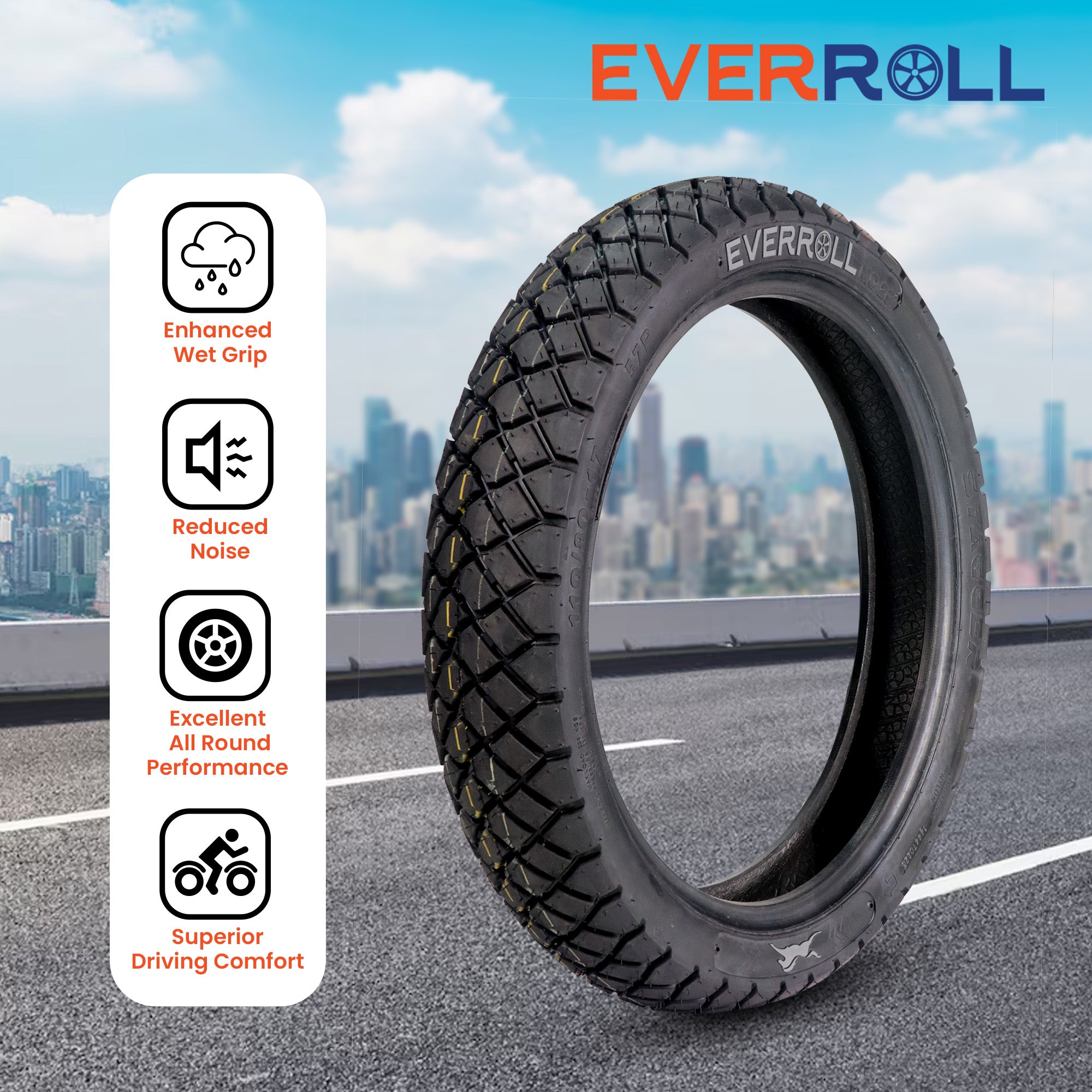 Rear Tubeless Nylon Tyre - 110/80-17 TL TO MC29 | Vehicle Compatibility - TVS Apache RTR 160 & 180