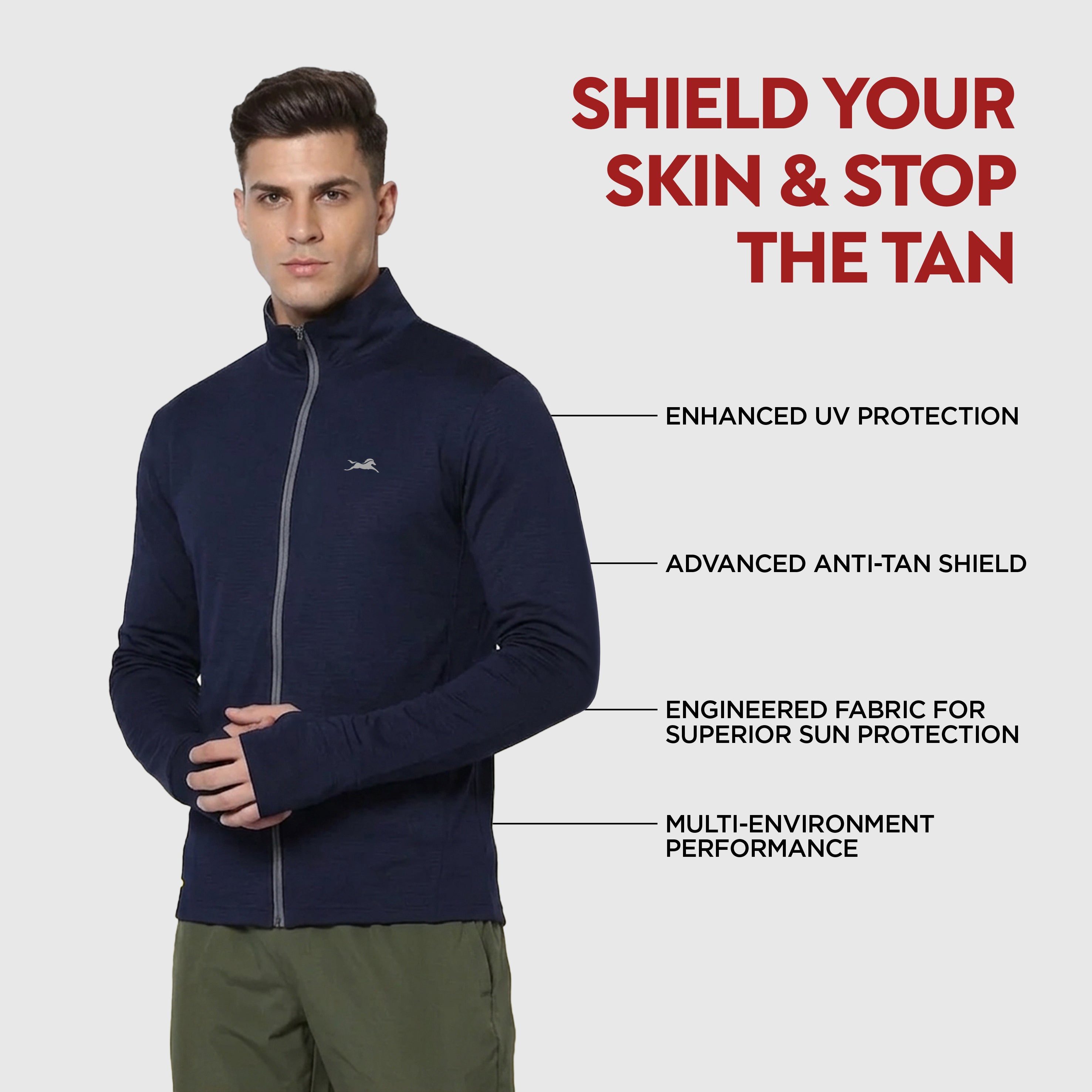 TVS Sunscreen Jacket for Men with UPF 50+ UV Protection, Lightweight Breathable & Quick-Dry Fabric, Odor Control Technology, Anti-Tan Shield Summer Jacket for Men