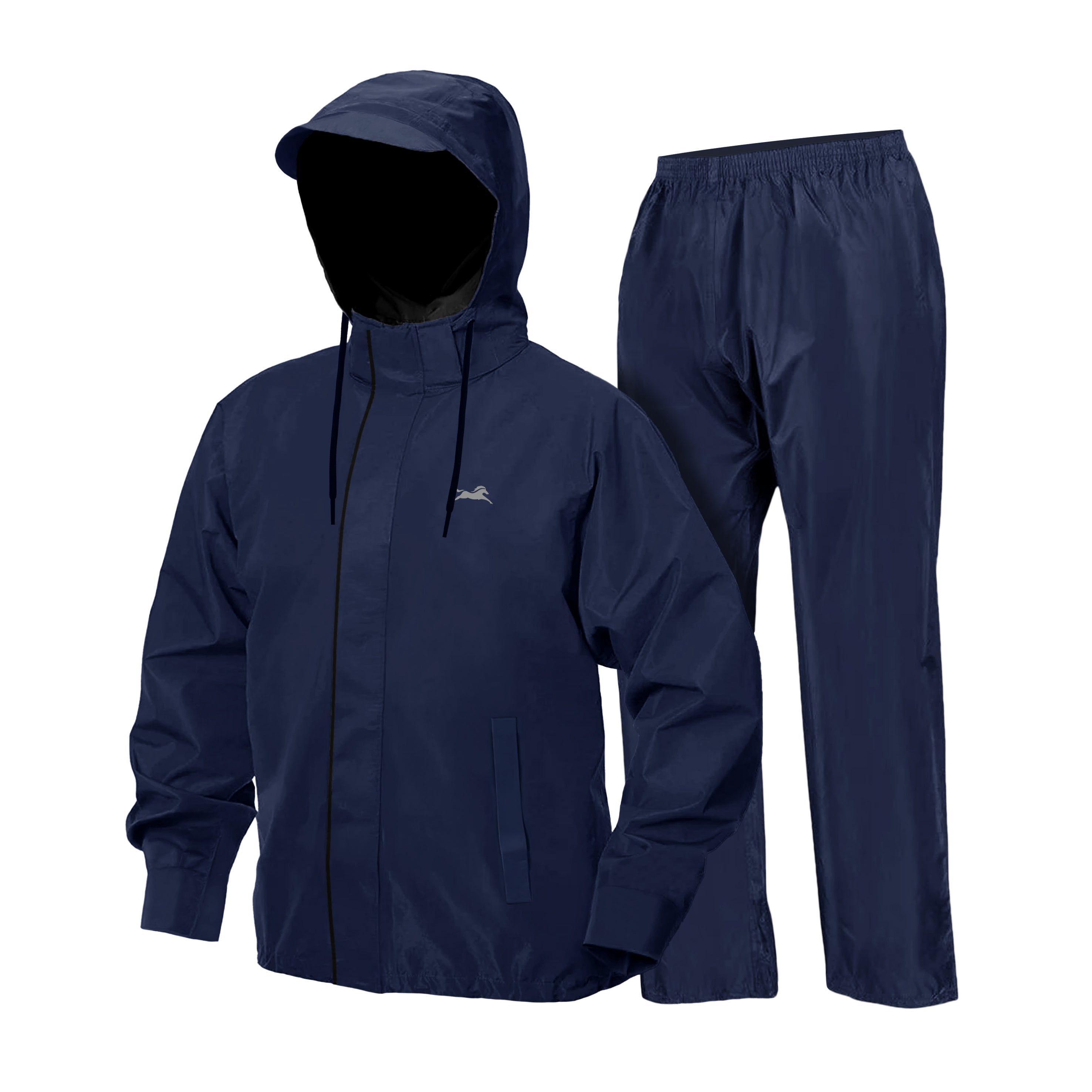 TVS Double-Layer Polyester Raincoat with Pants & Adjustable Drawcord Hood