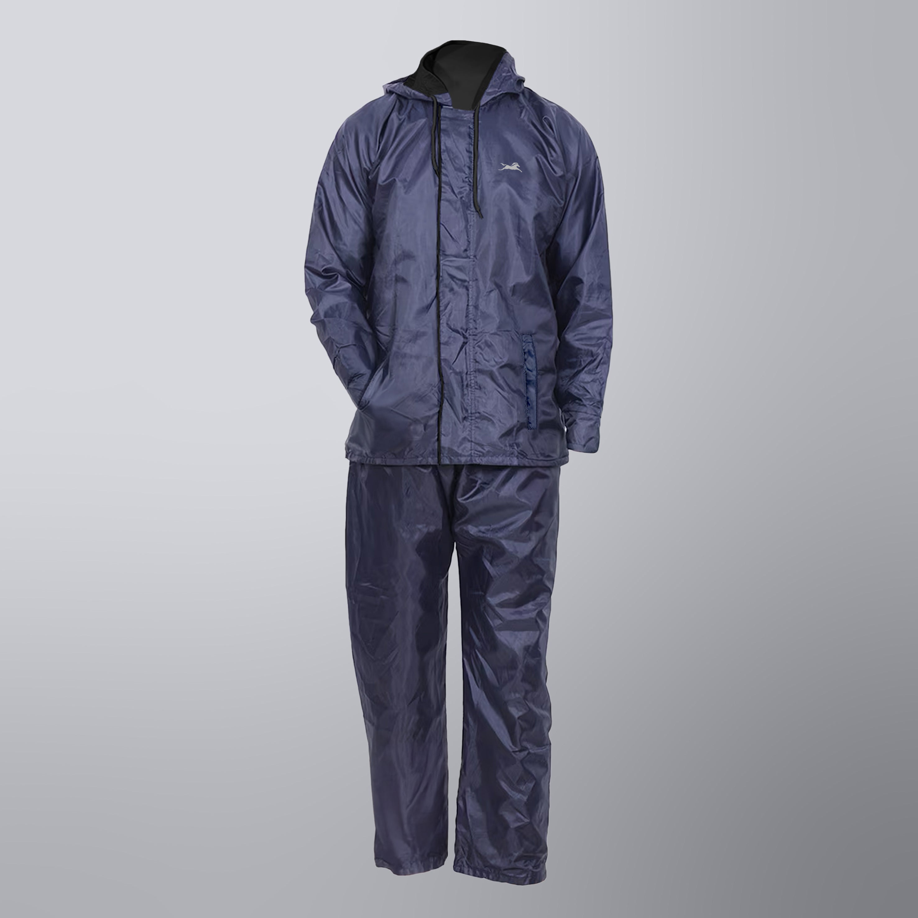 TVS Double-Layer Polyester Raincoat with Pants & Adjustable Drawcord Hood