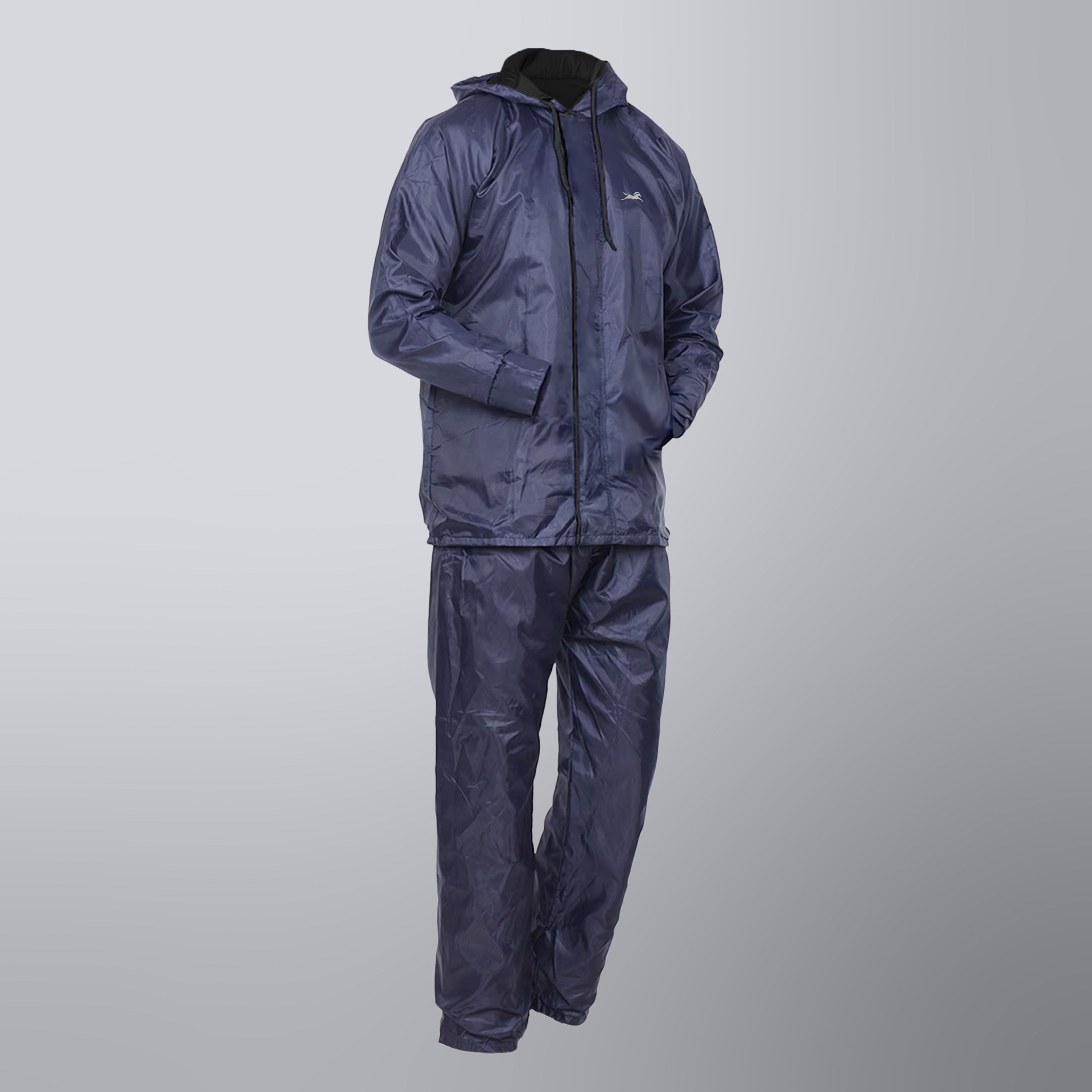 TVS Double-Layer Polyester Raincoat with Pants & Adjustable Drawcord Hood