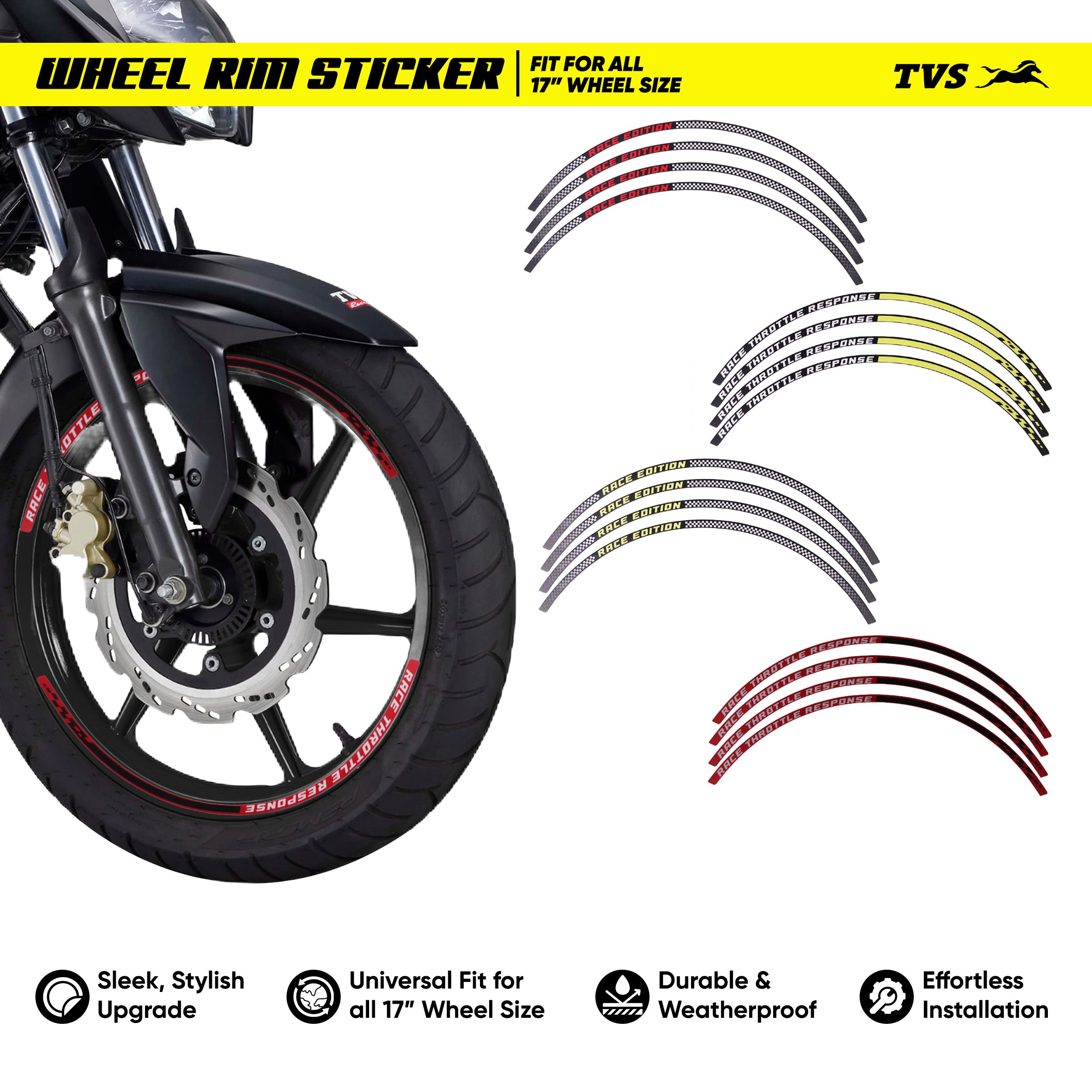 TVS 17inch Wheel Rim sticker - Upgrade Your Bike’s Style Instantly