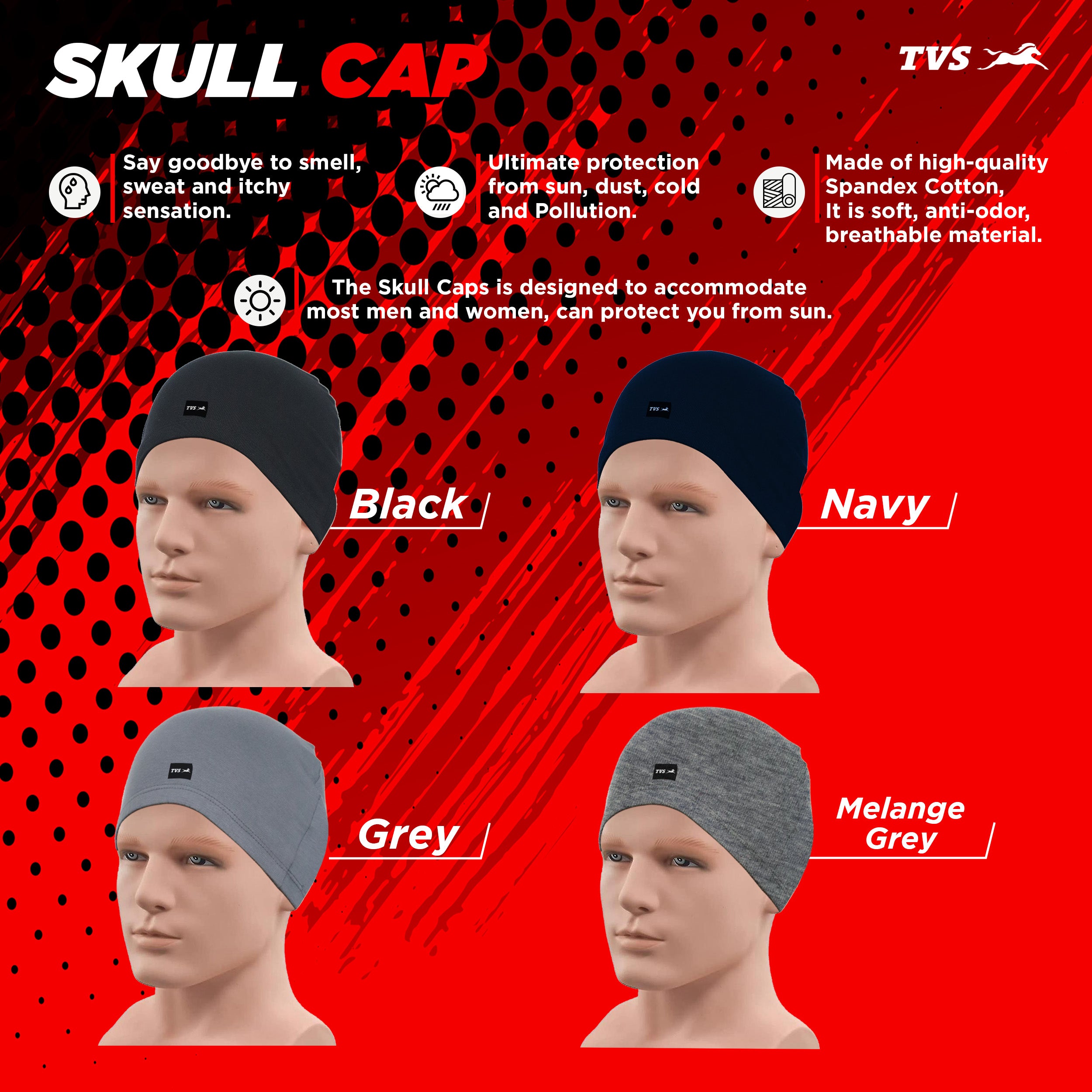 TVS Skull Cap - Lightweight Protection and Comfort for Every Ride