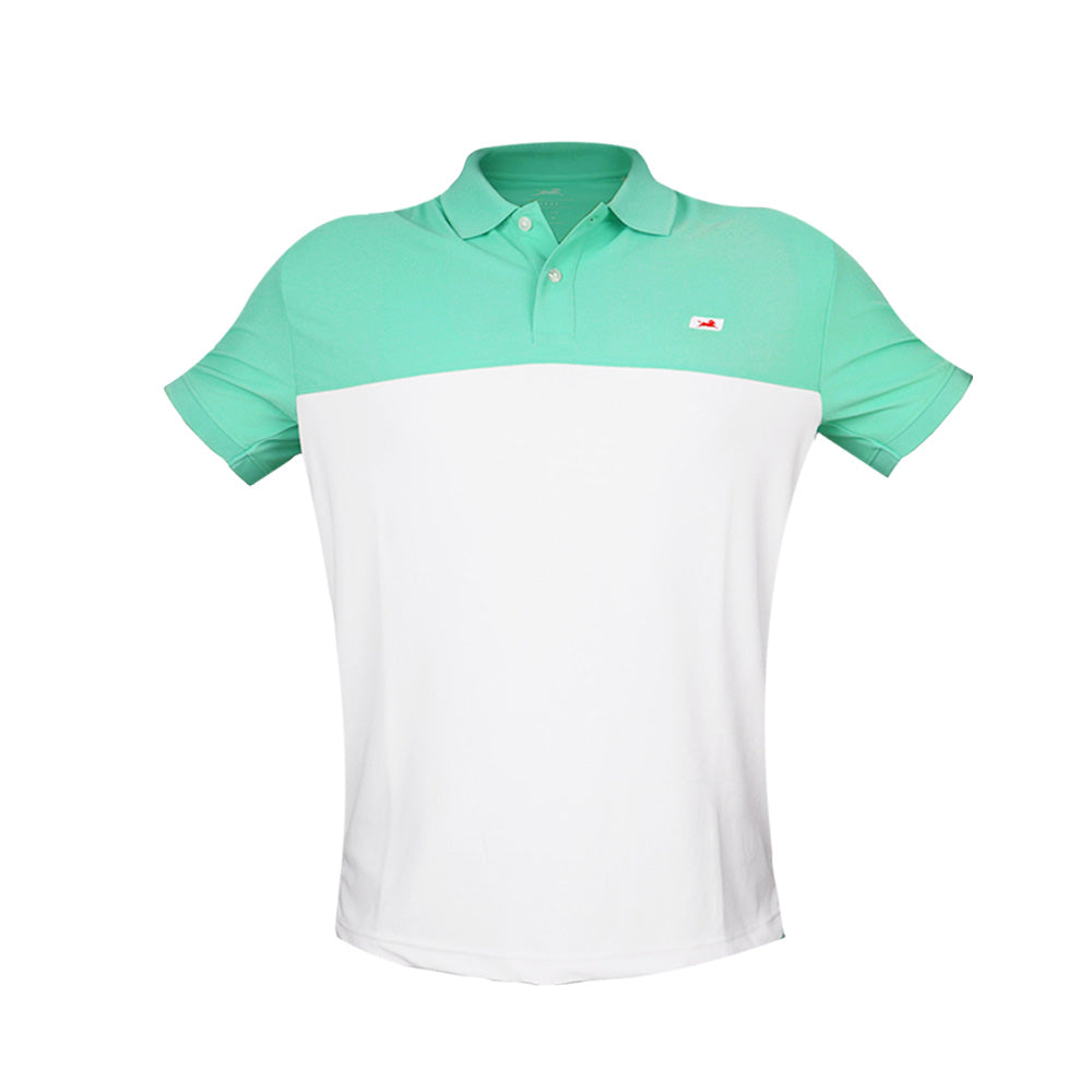 TVS Cut and Sew high Quality Polyster Polo T-Shirt, Color: White & Green