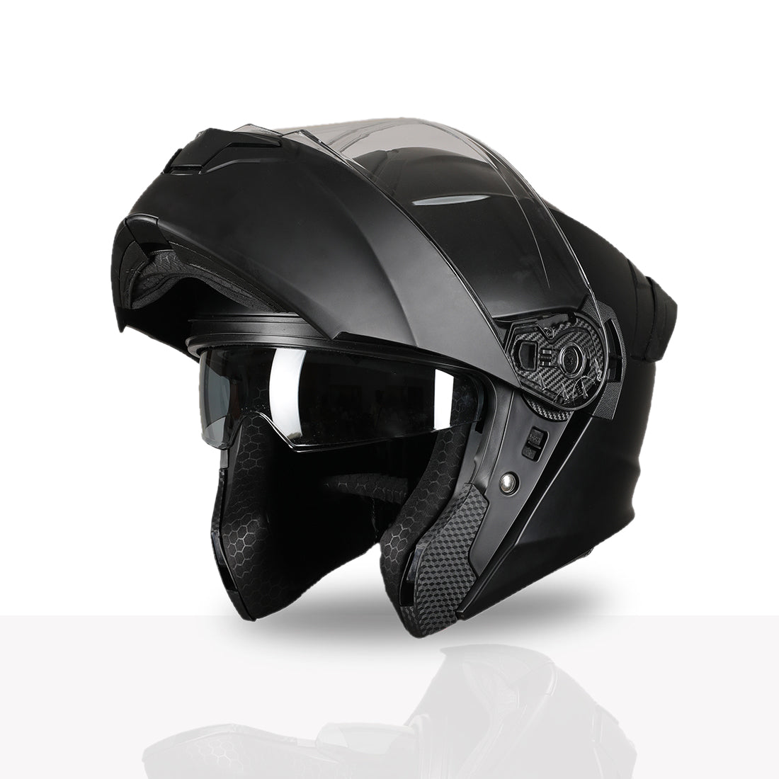 TVS Racing SuperPose Smoked Dual Visor Flip Up Modular Helmet for Men and Women, ISI DOT Certified, ABS Shell, Quick Release Visor, Lightweight, Ventilated, Open Face to Full Face