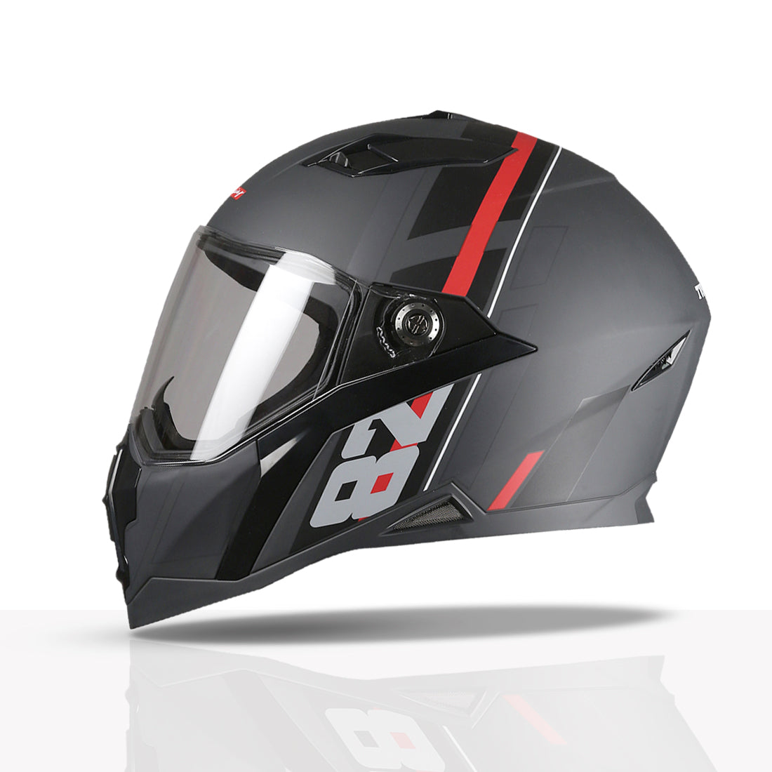TVS Racing Anti Matter Full Face Helmet for Bike & Motorcycle Riders-DOT & ISI Certified-Lightweight ABS Shell, UV Resistant-Ventilated Comfort Liner, Quick-Release Visor & Chin Strap