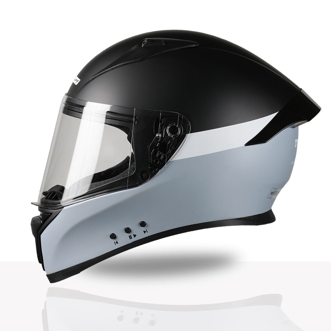 TVS Racing Anti Boring Bluetooth Integrated Full Face Helmet for Men and Women, ISI DOT Certified, ABS Shell, Built In Bluetooth 5.2, USB C Charging, Music Calls Navigation
