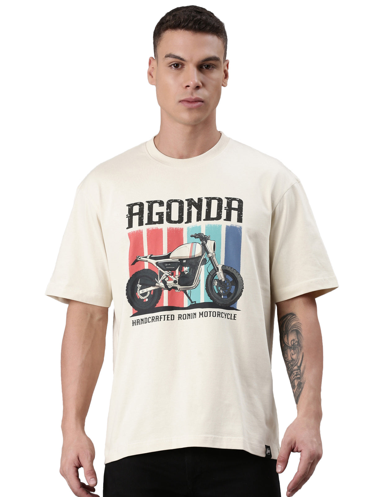 TVS Lifestyle 100% Cotton Oversized Graphic T-shirt for Men | Premium 220 GSM Heavyweight Tee with Relaxed Fit | Soft Cotton Oversized T Shirt for Boys | Durable Ribbed Neckline Streetwear Style