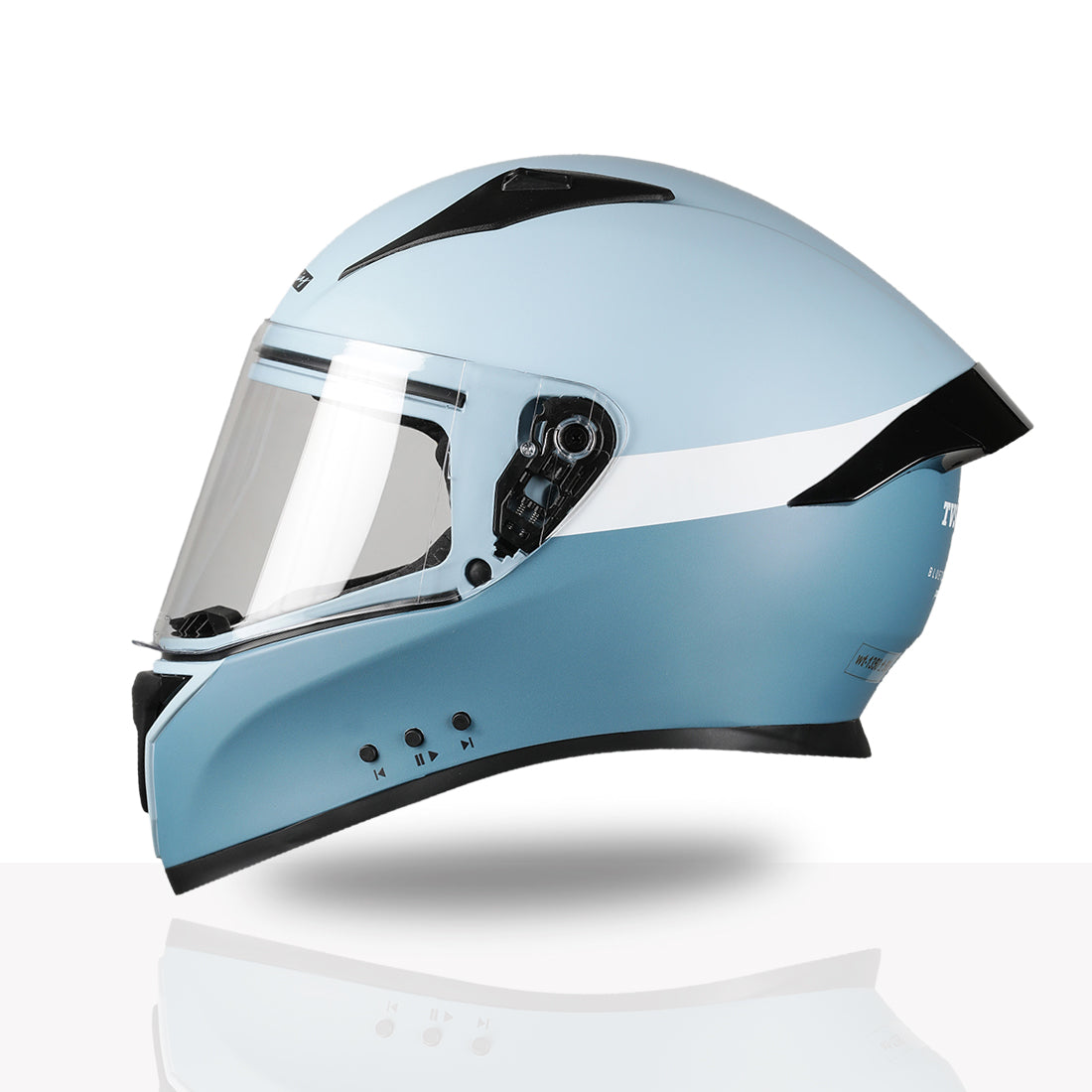 TVS Racing Anti Boring Bluetooth Integrated Full Face Helmet for Men and Women, ISI DOT Certified, ABS Shell, Built In Bluetooth 5.2, USB C Charging, Music Calls Navigation