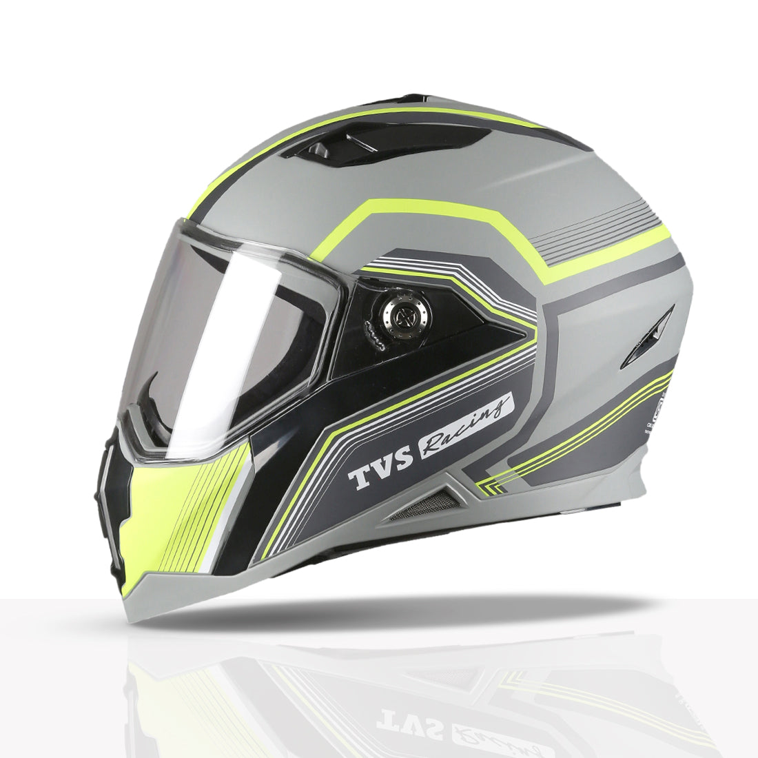 TVS Racing Anti Matter Full Face Helmet for Bike & Motorcycle Riders-DOT & ISI Certified-Lightweight ABS Shell, UV Resistant-Ventilated Comfort Liner, Quick-Release Visor & Chin Strap