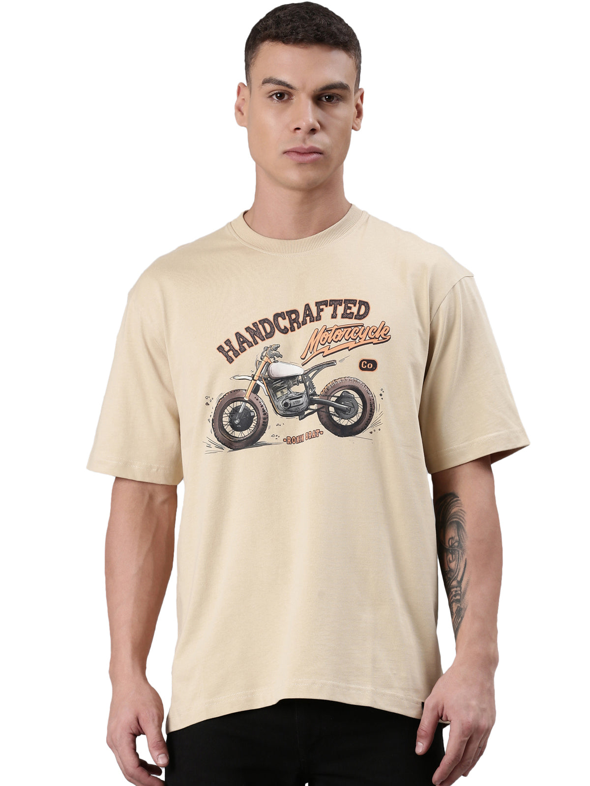 TVS Lifestyle 100% Cotton Oversized Graphic T-shirt for Men | Premium 220 GSM Heavyweight Tee with Relaxed Fit | Soft Cotton Oversized T Shirt for Boys | Durable Ribbed Neckline Streetwear Style