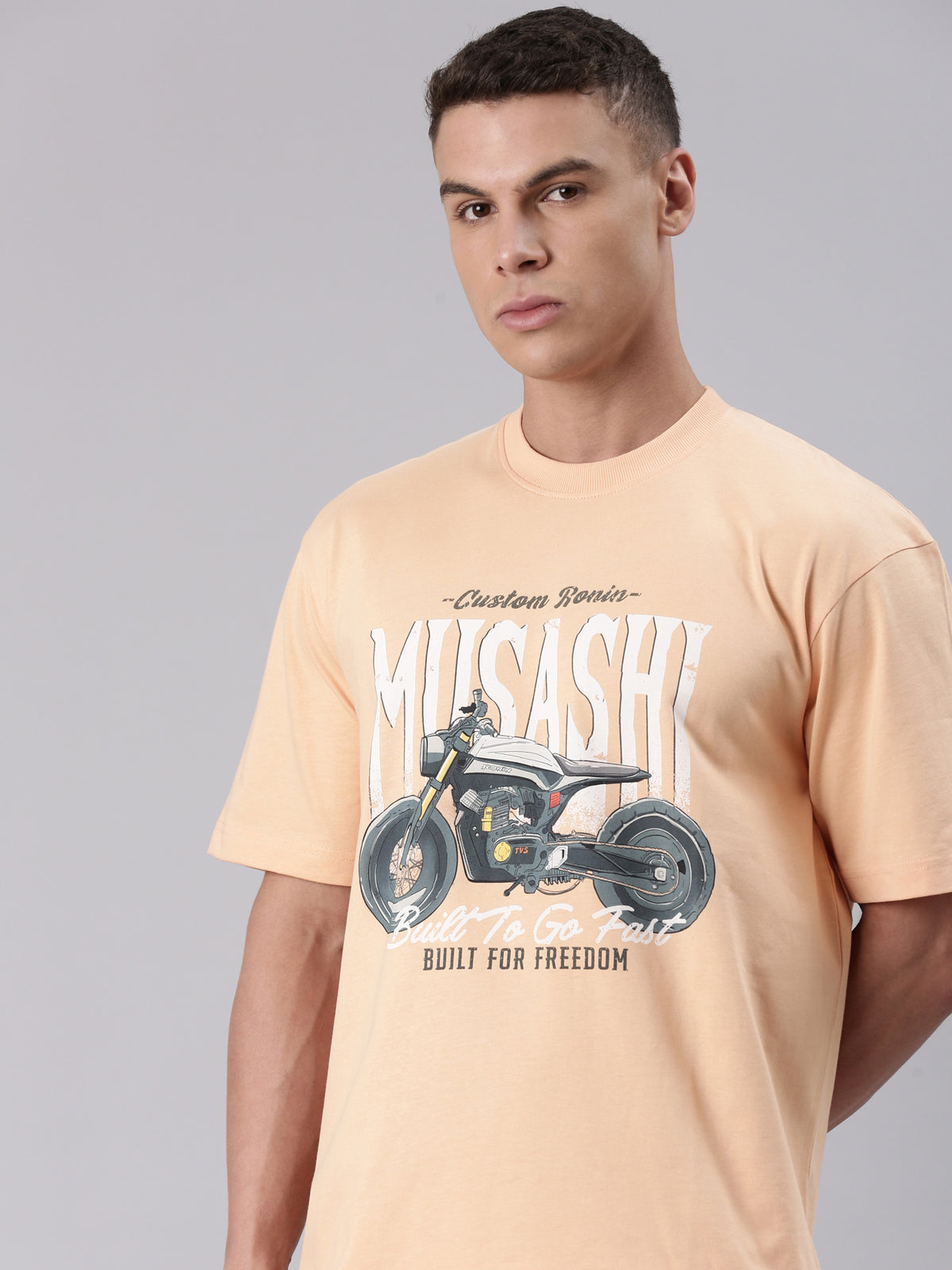 TVS Lifestyle 100% Cotton Oversized Graphic T-shirt for Men | Premium 220 GSM Heavyweight Tee with Relaxed Fit | Soft Cotton Oversized T Shirt for Boys | Durable Ribbed Neckline Streetwear Style