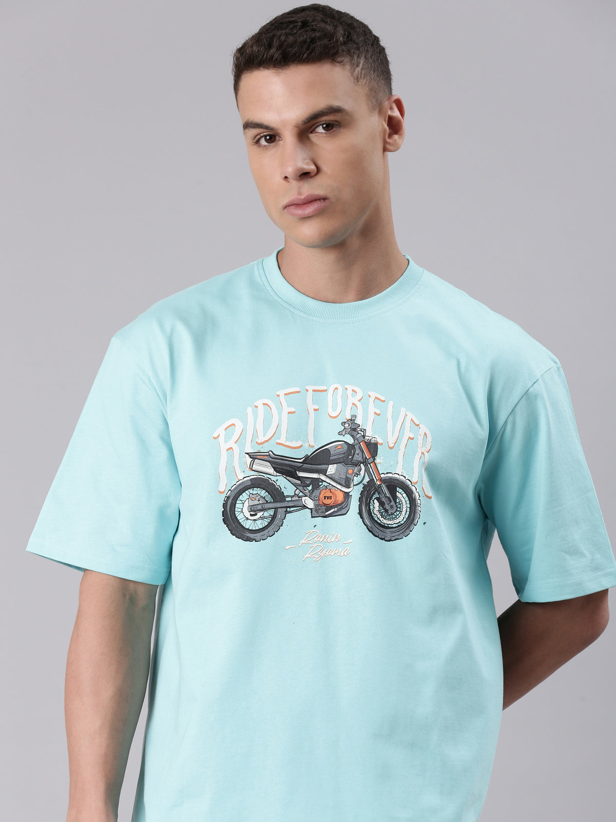TVS Lifestyle 100% Cotton Oversized Graphic T-shirt for Men | Premium 220 GSM Heavyweight Tee with Relaxed Fit | Soft Cotton Oversized T Shirt for Boys | Durable Ribbed Neckline Streetwear Style