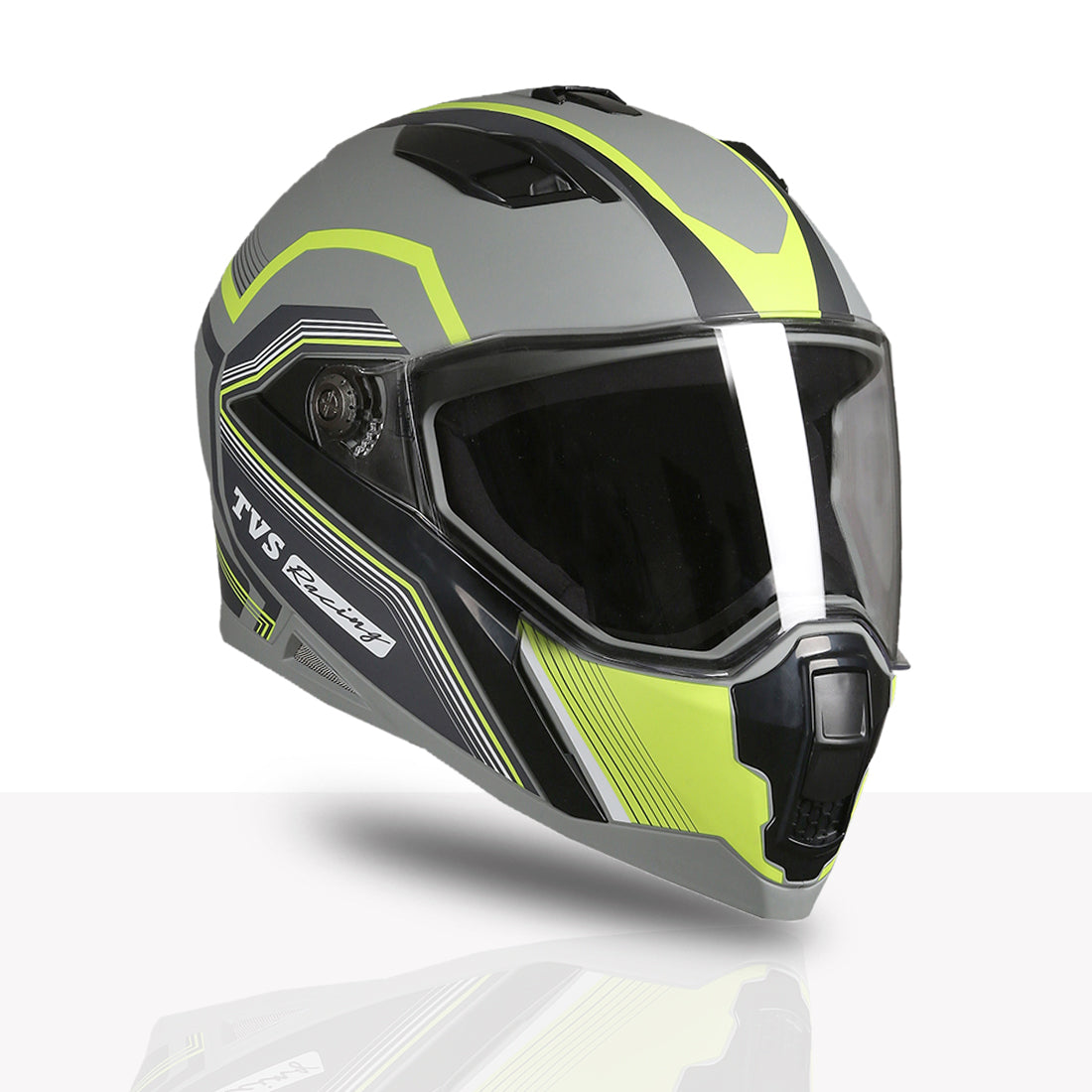 TVS Racing Anti Matter Full Face Helmet for Bike & Motorcycle Riders-DOT & ISI Certified-Lightweight ABS Shell, UV Resistant-Ventilated Comfort Liner, Quick-Release Visor & Chin Strap