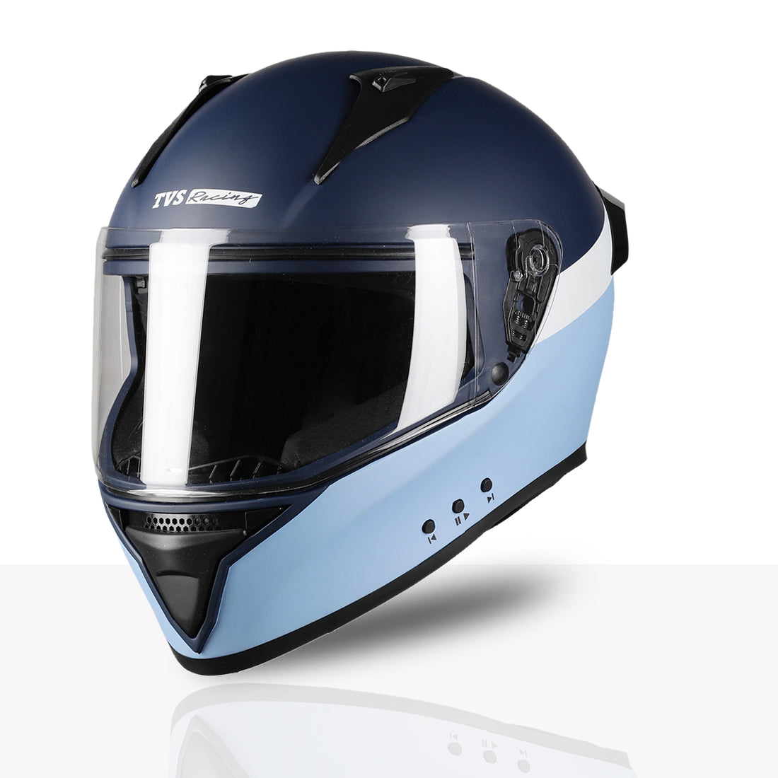 TVS Racing Anti Boring Bluetooth Integrated Full Face Helmet for Men and Women, ISI DOT Certified, ABS Shell, Built In Bluetooth 5.2, USB C Charging, Music Calls Navigation